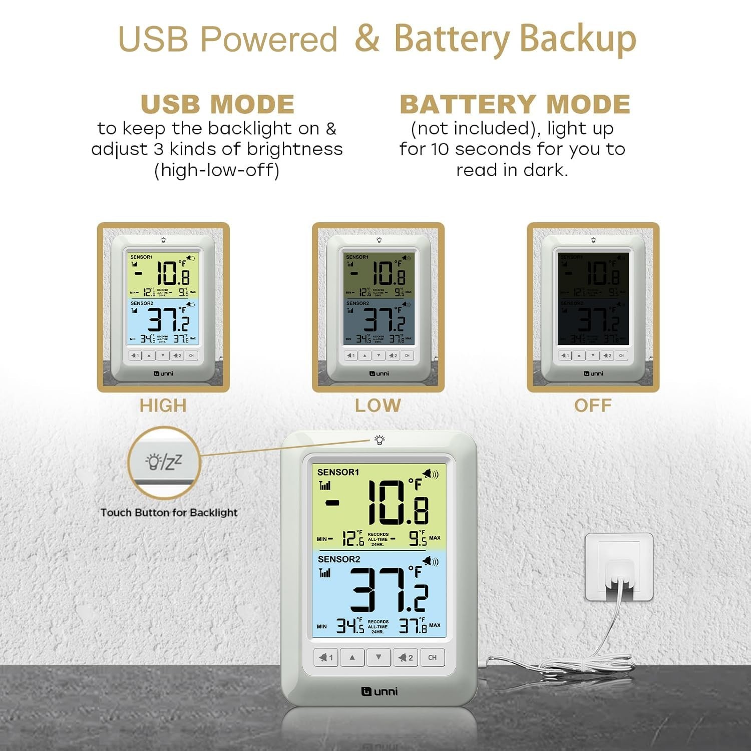 Refrigerator Thermometer Wireless Digital Freezer Alarm Max Min Temperature 3pcs