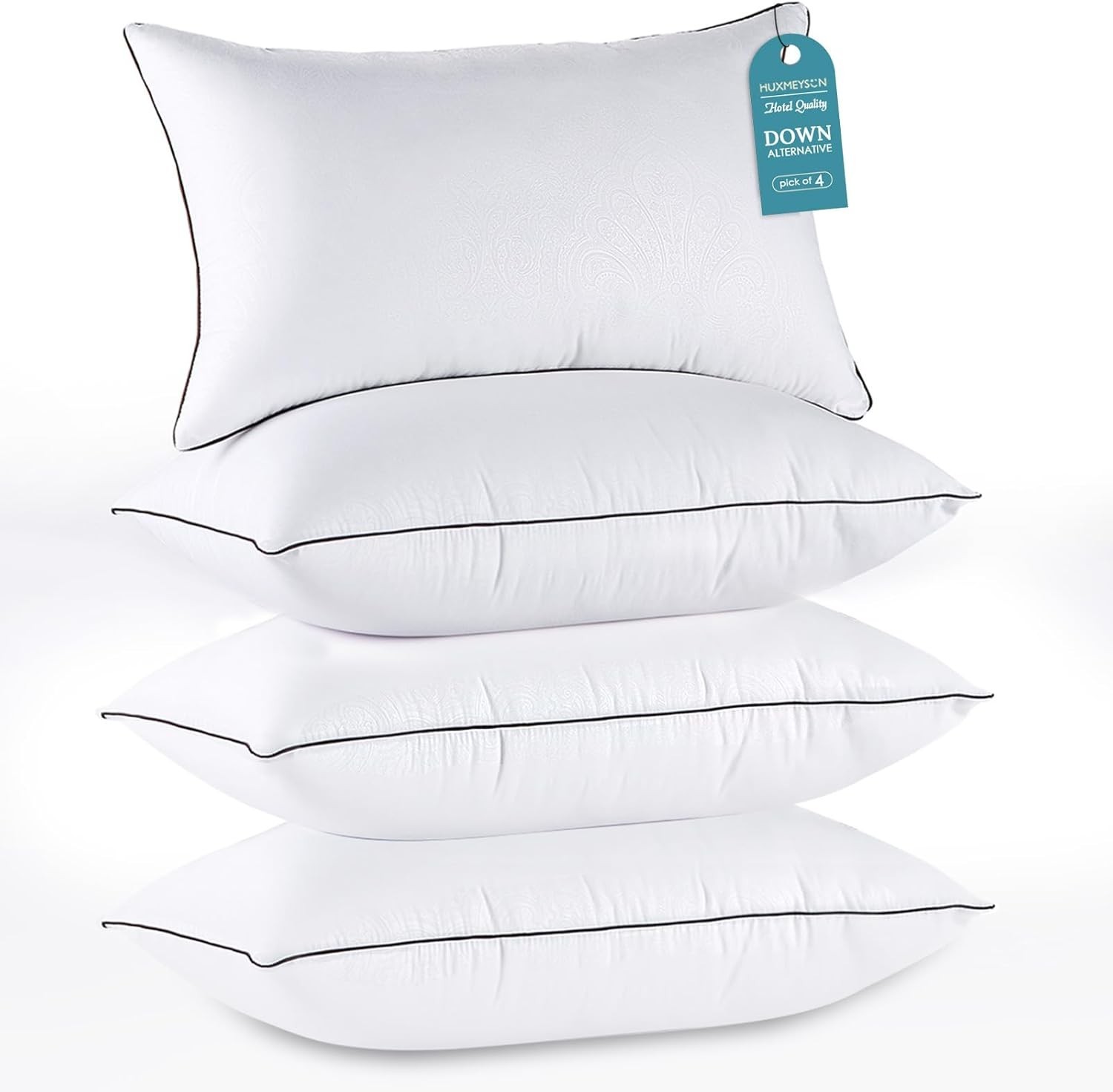 Set of 4 Standard Size Bed Pillows Down Alternative Hotel Pillows for Sleeping