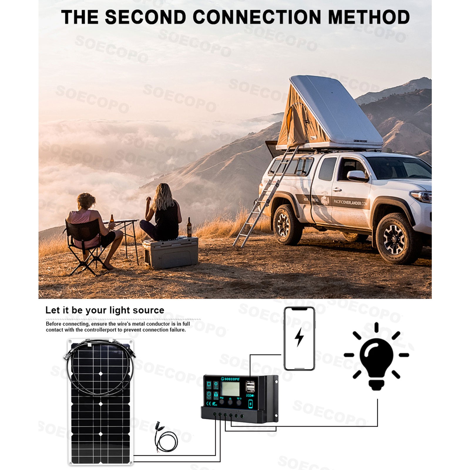 SOECOPO 10000W Peak Solar System Kit Flexible Panel 100A Controller 12V 110/220V