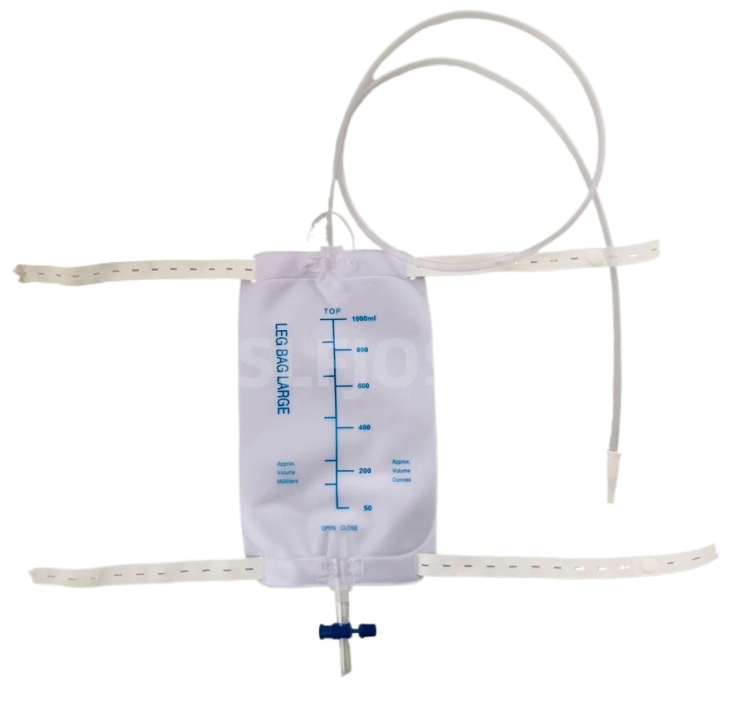 10 Pack Urinary Urine Leg Bag Anti Reflux Valve with Straps Sterile 1000ml 1.2M