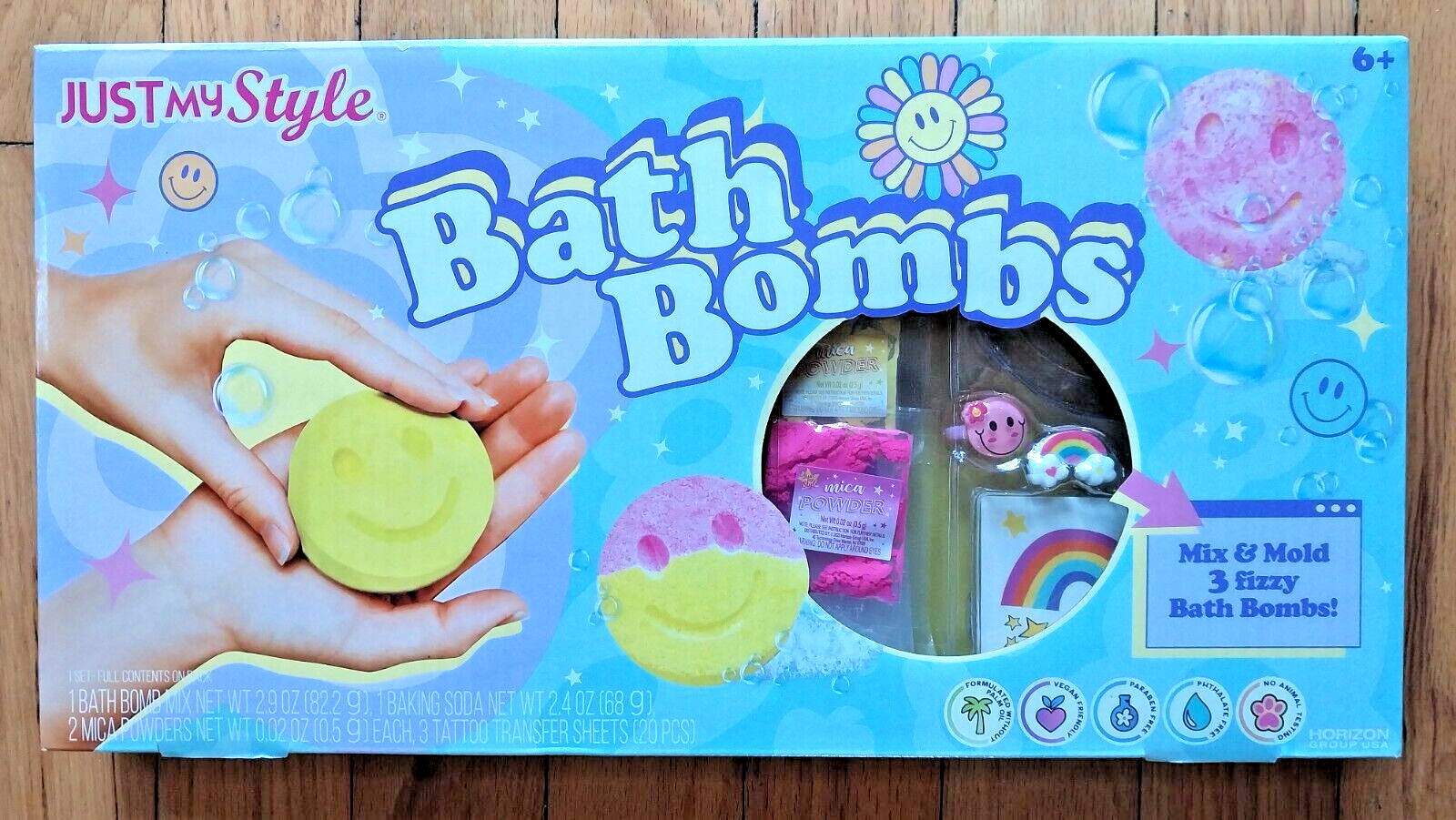 BATH BOMBS Mix & Mold Craft Kids Kit 3 Fizzy Bombs Scented Just My Style NEW