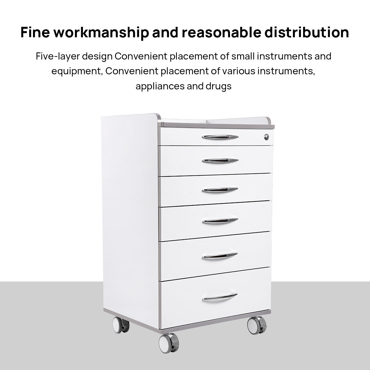 5 layers Medical Dental Trolley Carts Mobile Cart Instrument With 360° wheels