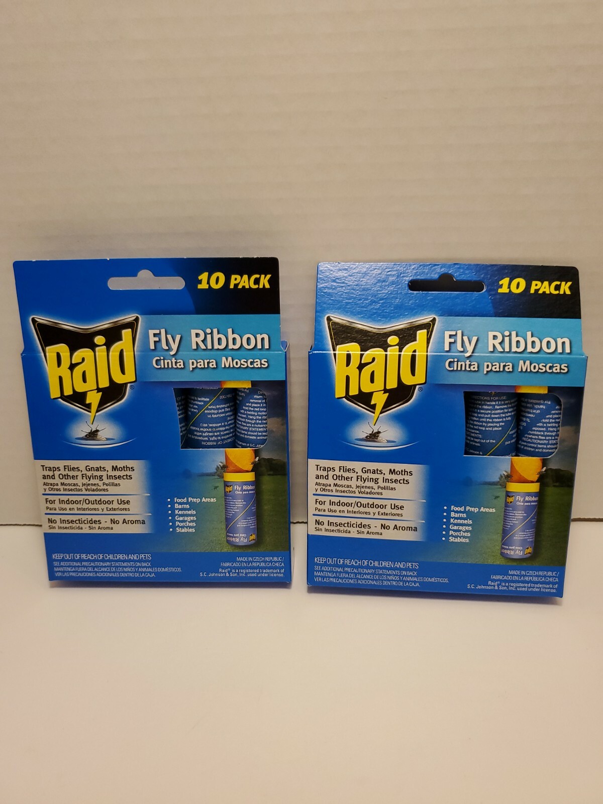 Fly Ribbon Sticky Tape by Raid TWO 10 Packs Flying Insects - 20 total traps