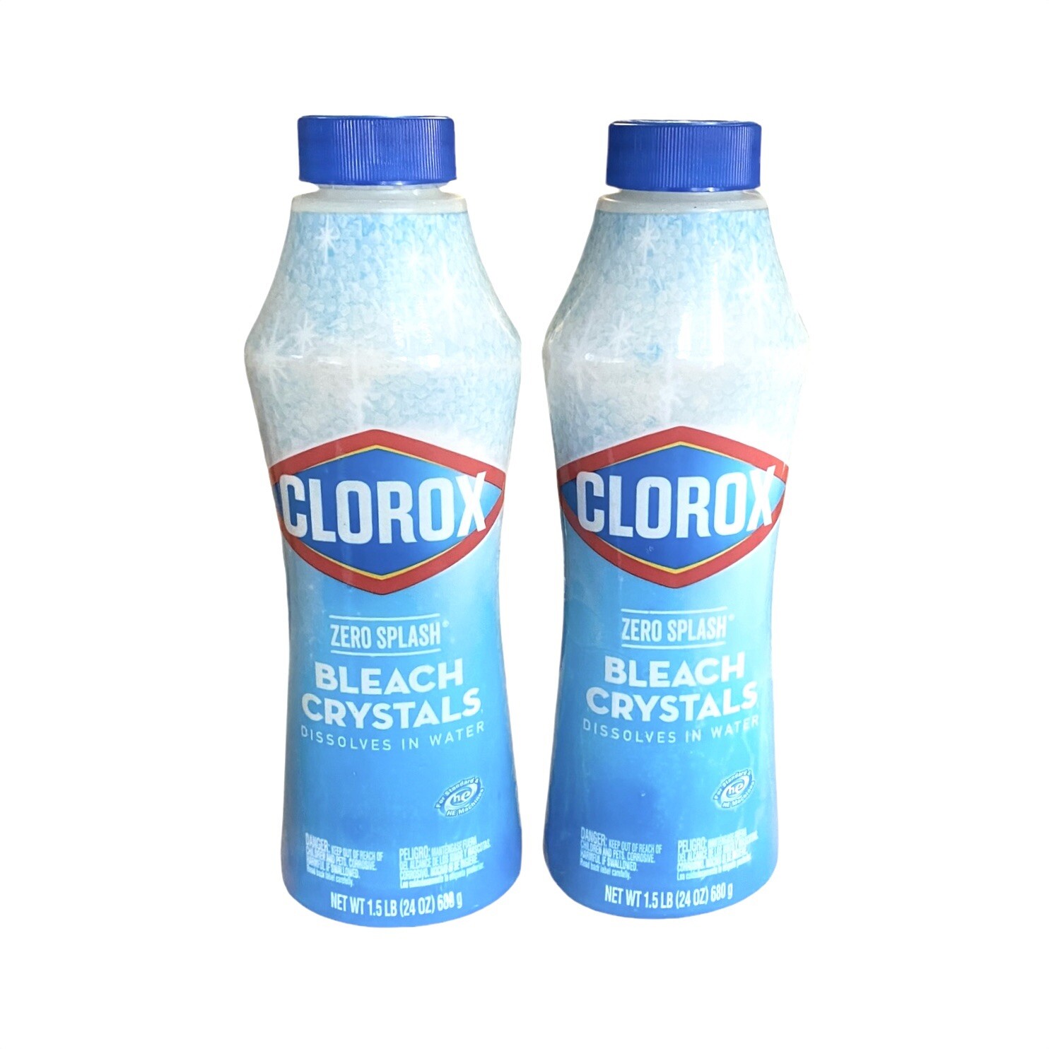 NEW 2 CLOROX BLEACH CRYSTALS ZERO SPLASH 24 oz. EACH *AS PICTURED (Fading)