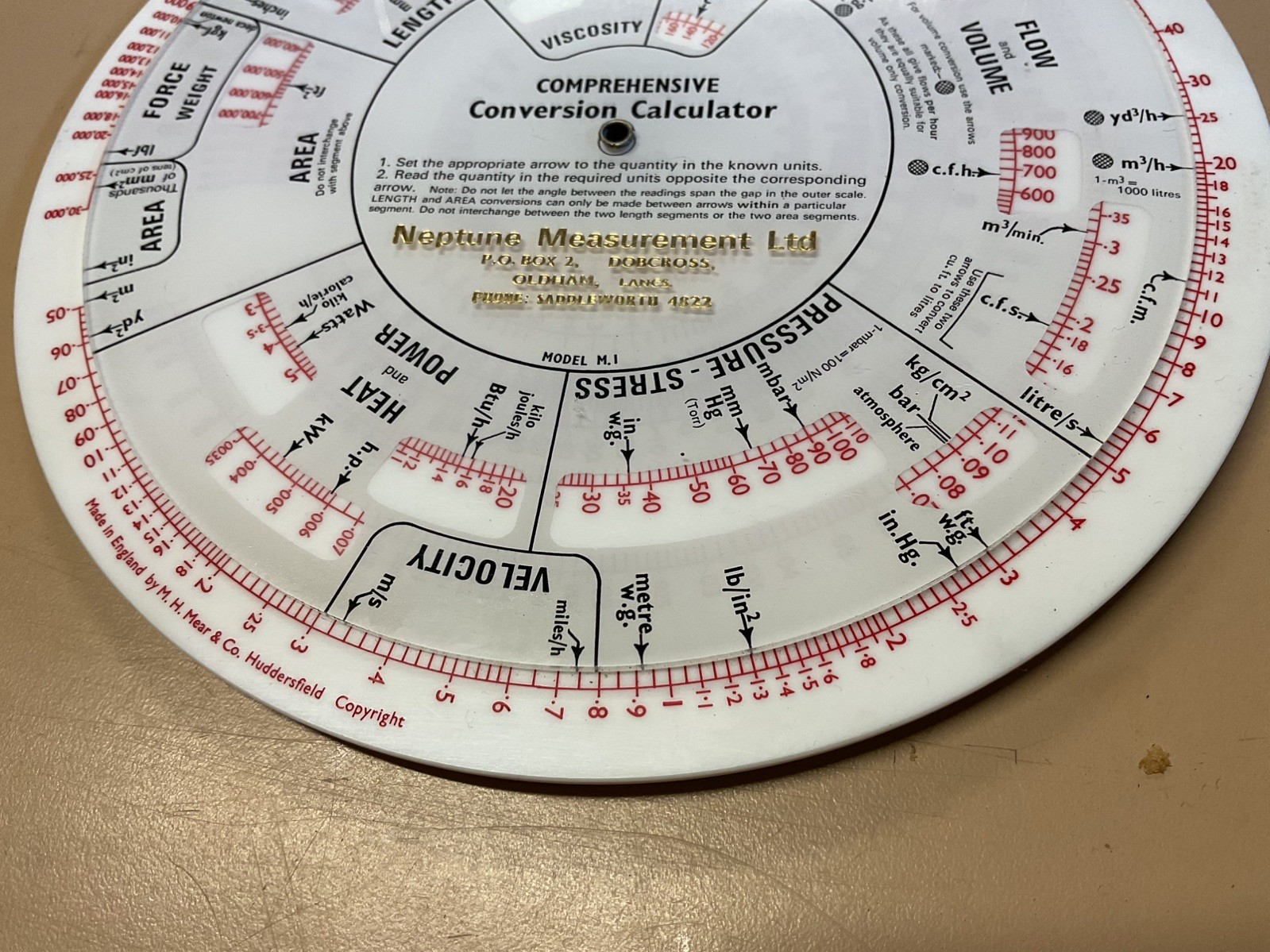Vintage Neptune Measurement Comprehensive Conversion Calculator
