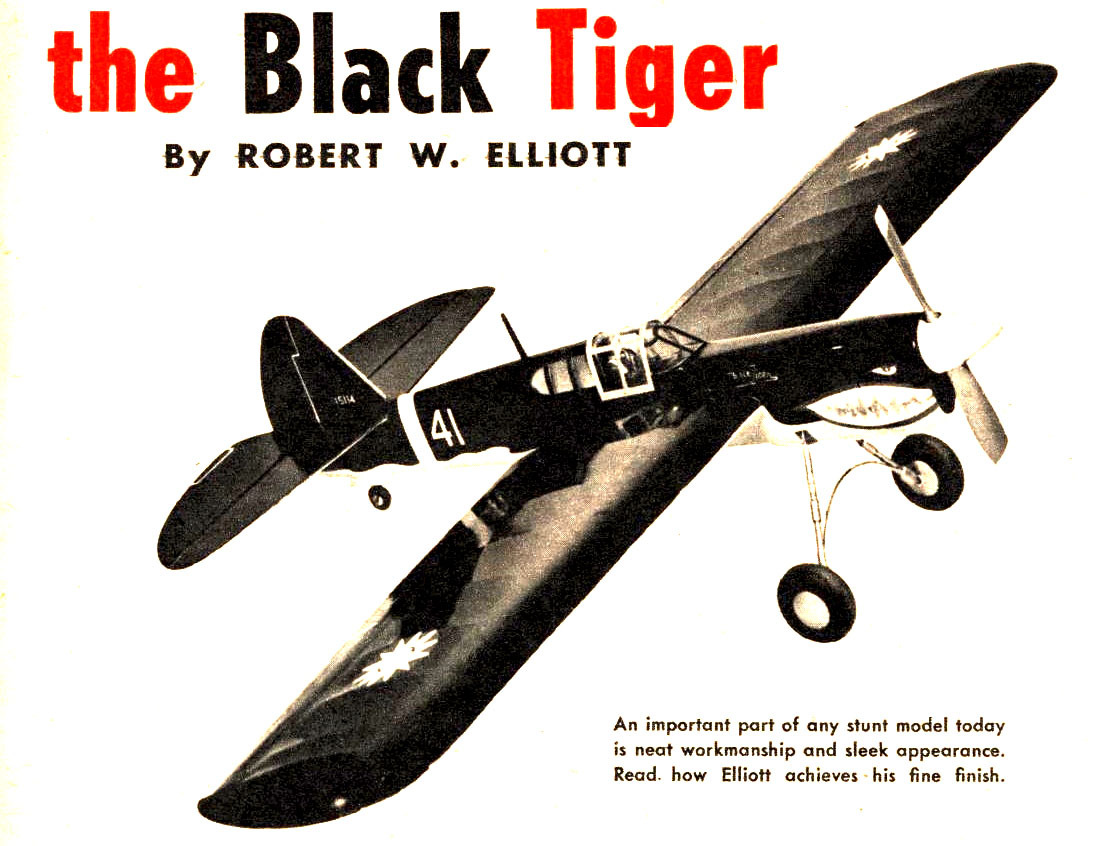Model Airplane Plans (UC): Black Tiger 45" Semi-Scale Stunt for .29-.35 Engine