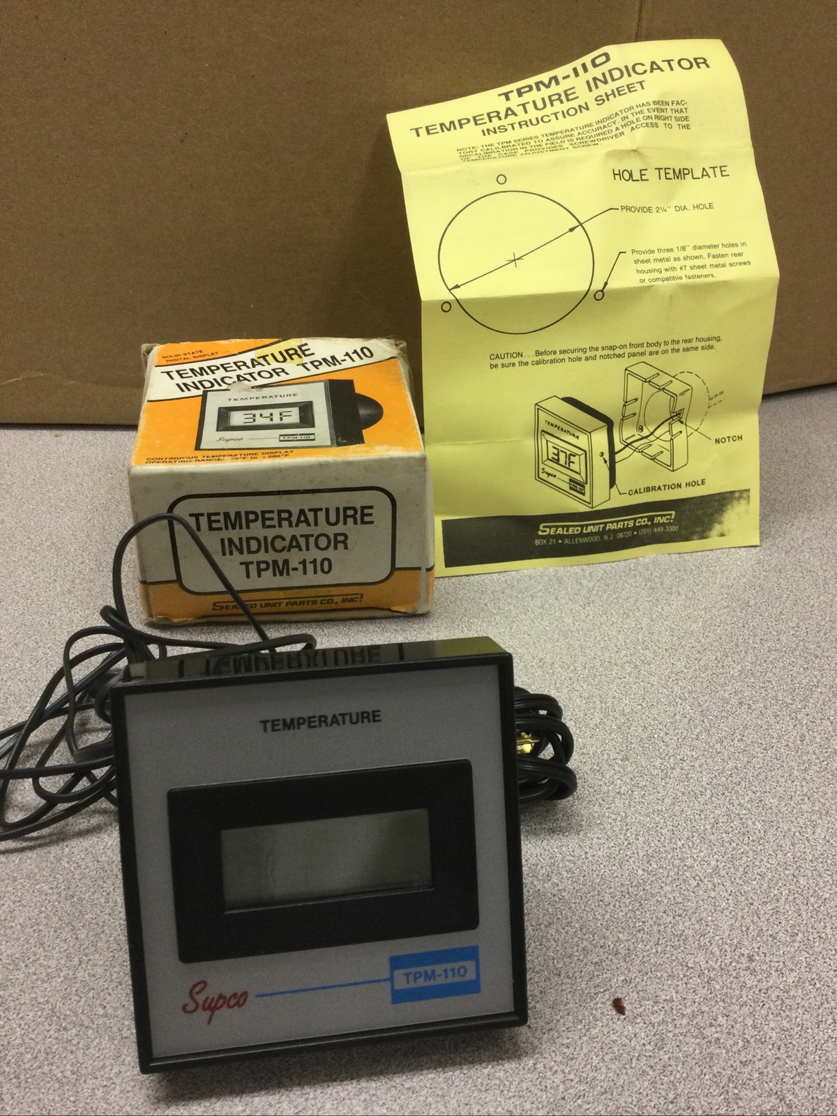 Tempature indicator Sealed unit parts TPM-110