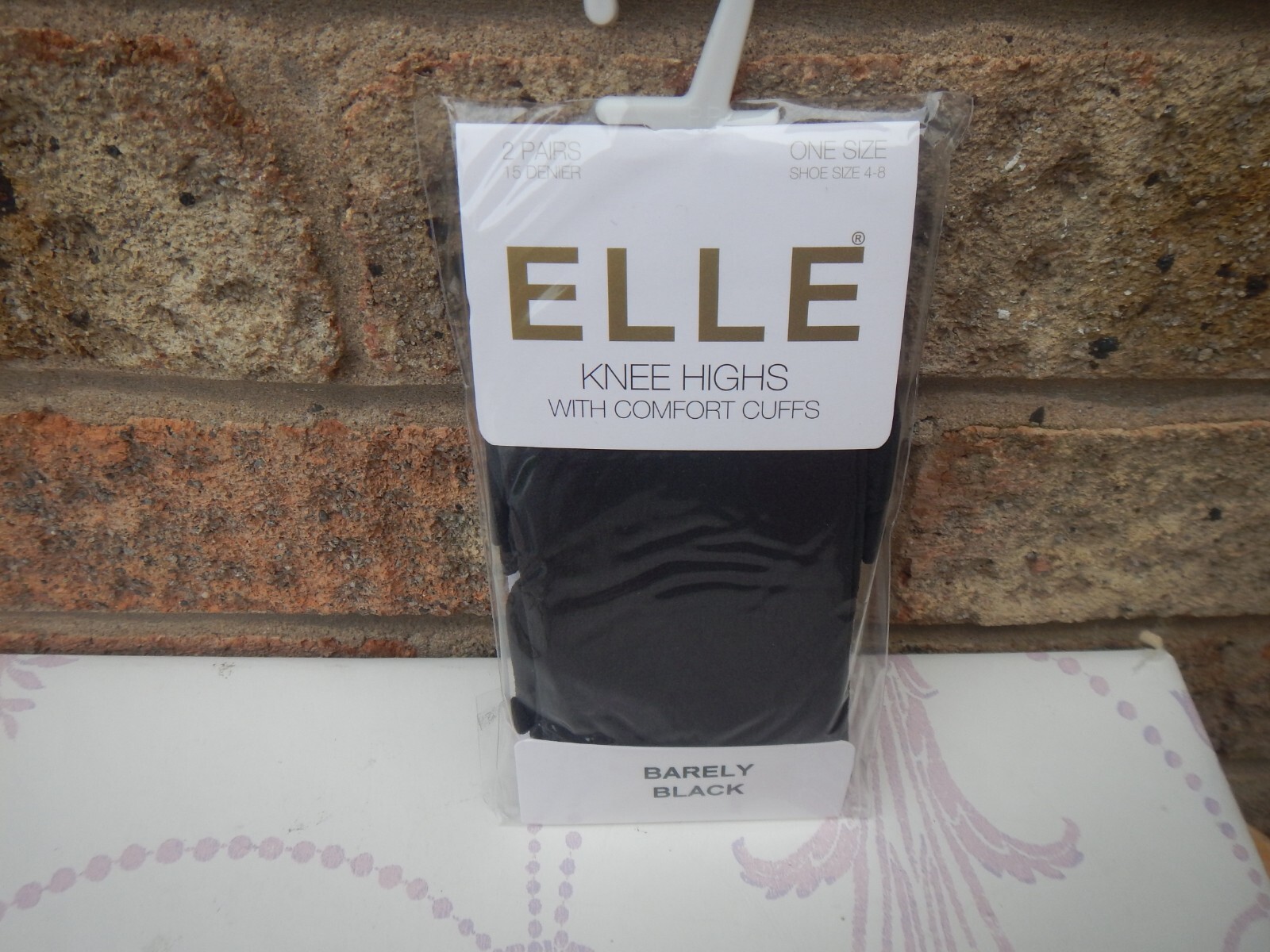 ELLE LADIES PACK OF TWO BARELY BLACK KNEE HIGHS 15DEN SIZE 4/8