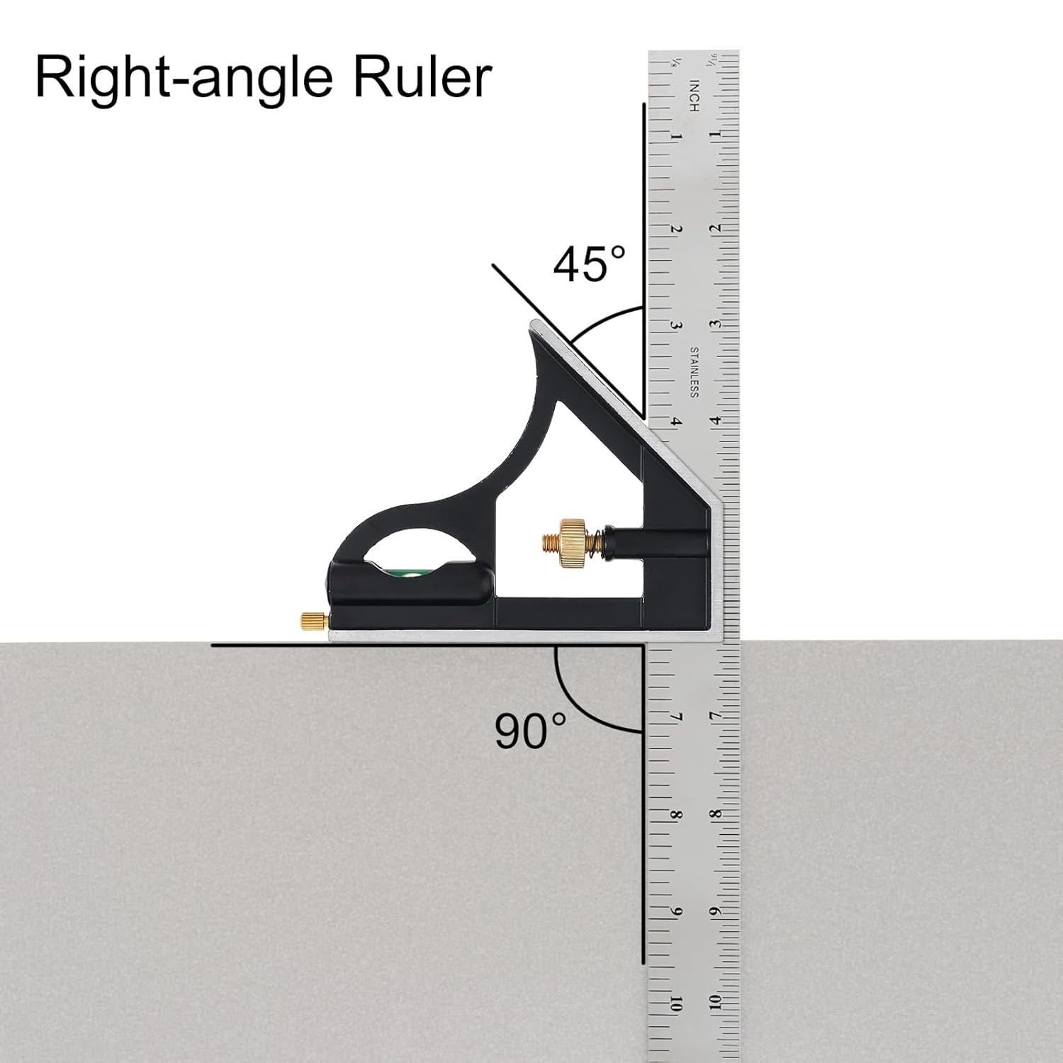 11.8 Inch Multi Function Ruler Set T Square Protractor Level for Woodworking DIY