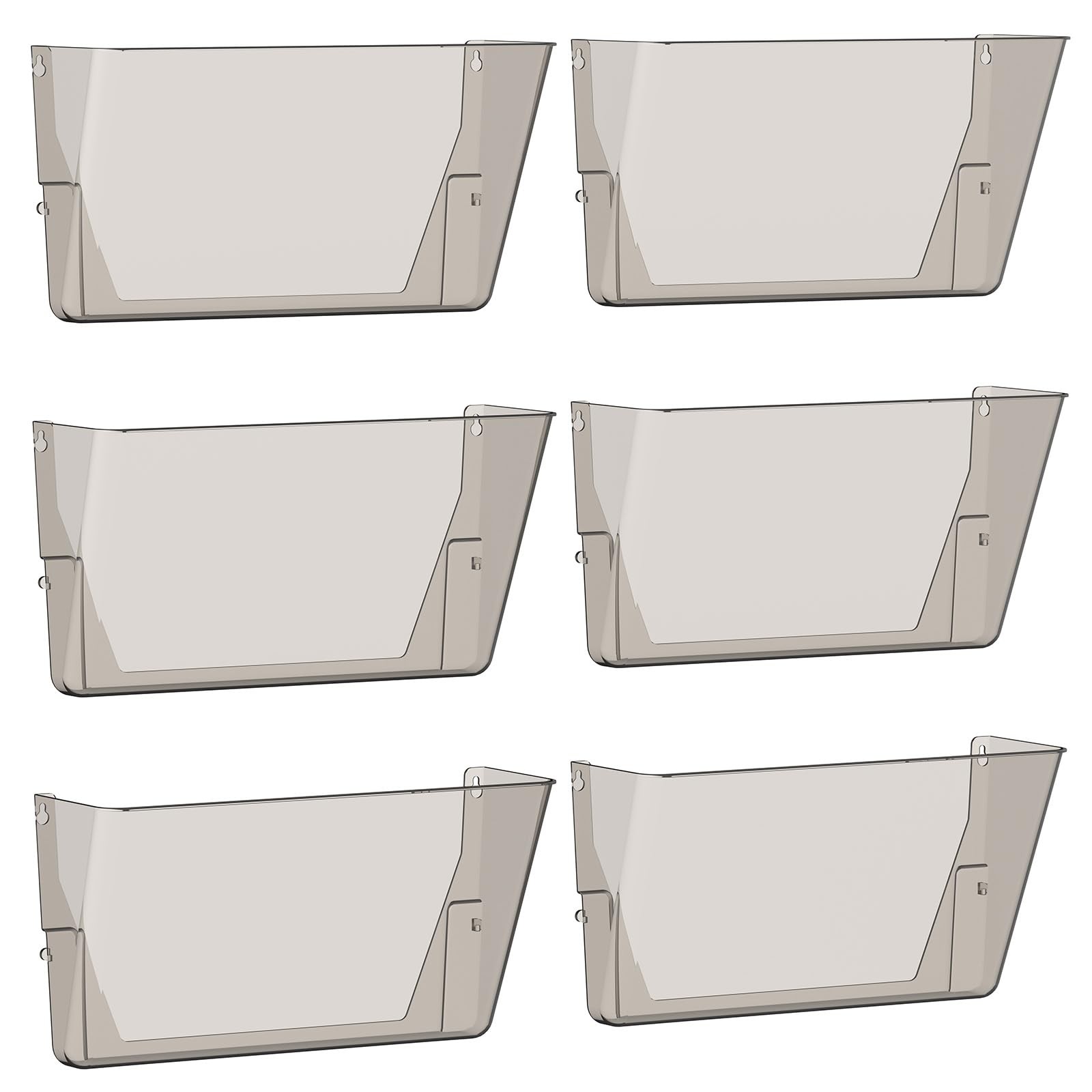 6 Pack Gray Clear Acrylic Single Pocket Hanging Wall Mount File Holder