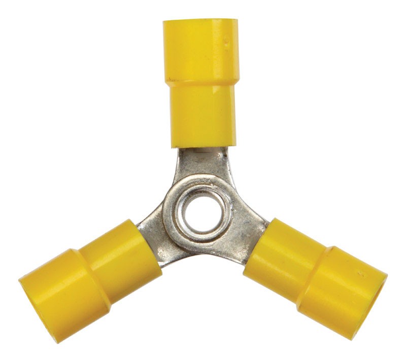 Jandorf 60818 Yellow Vinyl-Insulated 3-Way Terminal Butt Splice 12 to 10 AWG