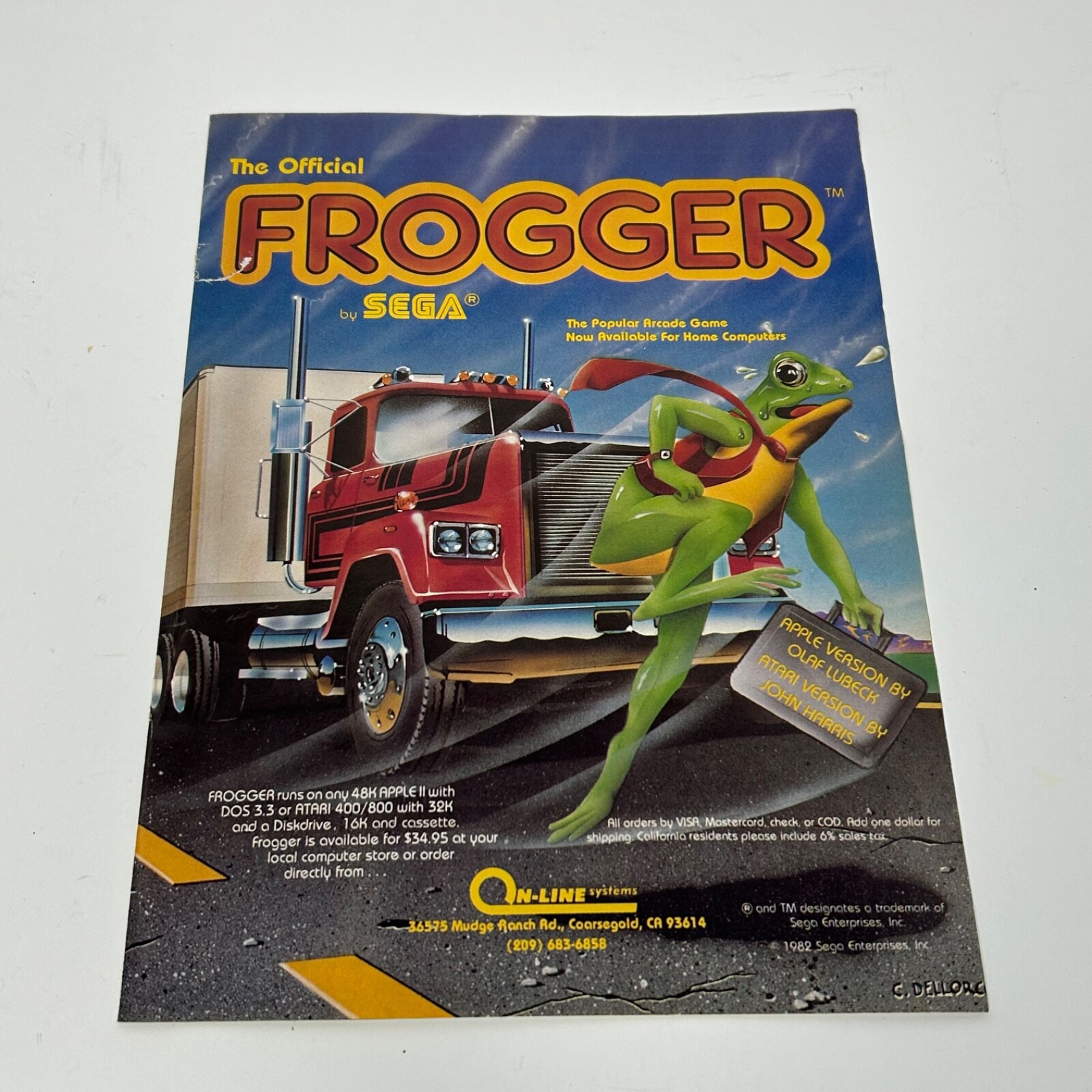 RARE ON-LINE SYSTEMS (SIERRA) Frogger Race in Space  Sunday Driver Print Ad