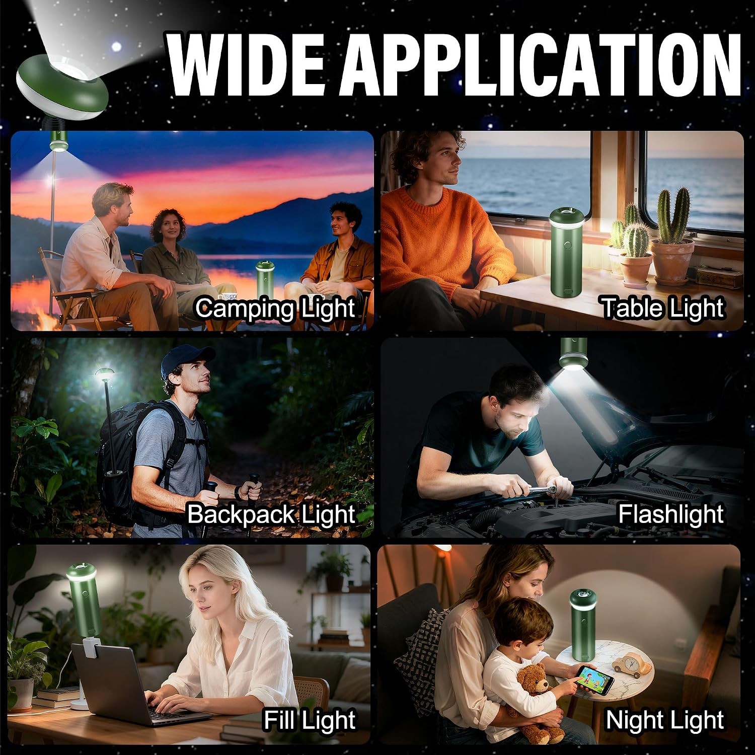 Telescopic Camping Lights,Collapsible Magnetic Camping Lantern | Dimmable USB