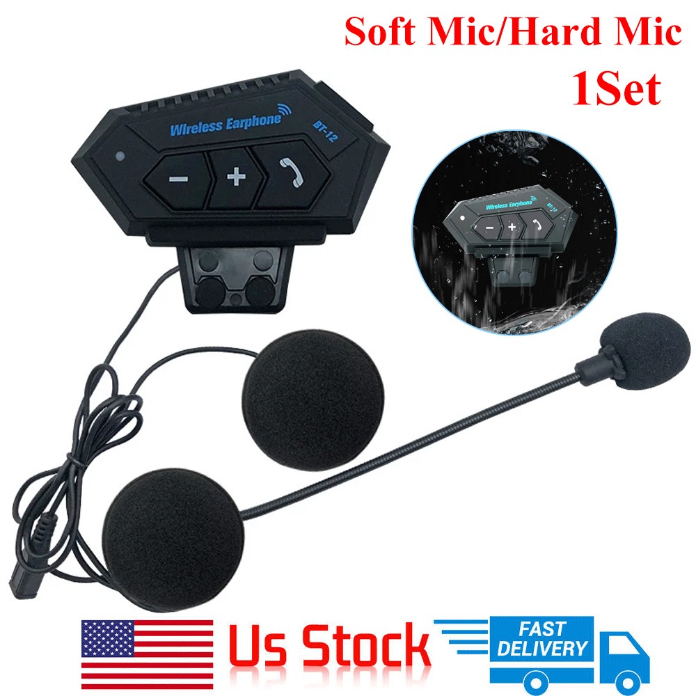 BT-12 Motorcycle Helmet Headset Wireless Bluetooth Headphone Speaker Hands-Free