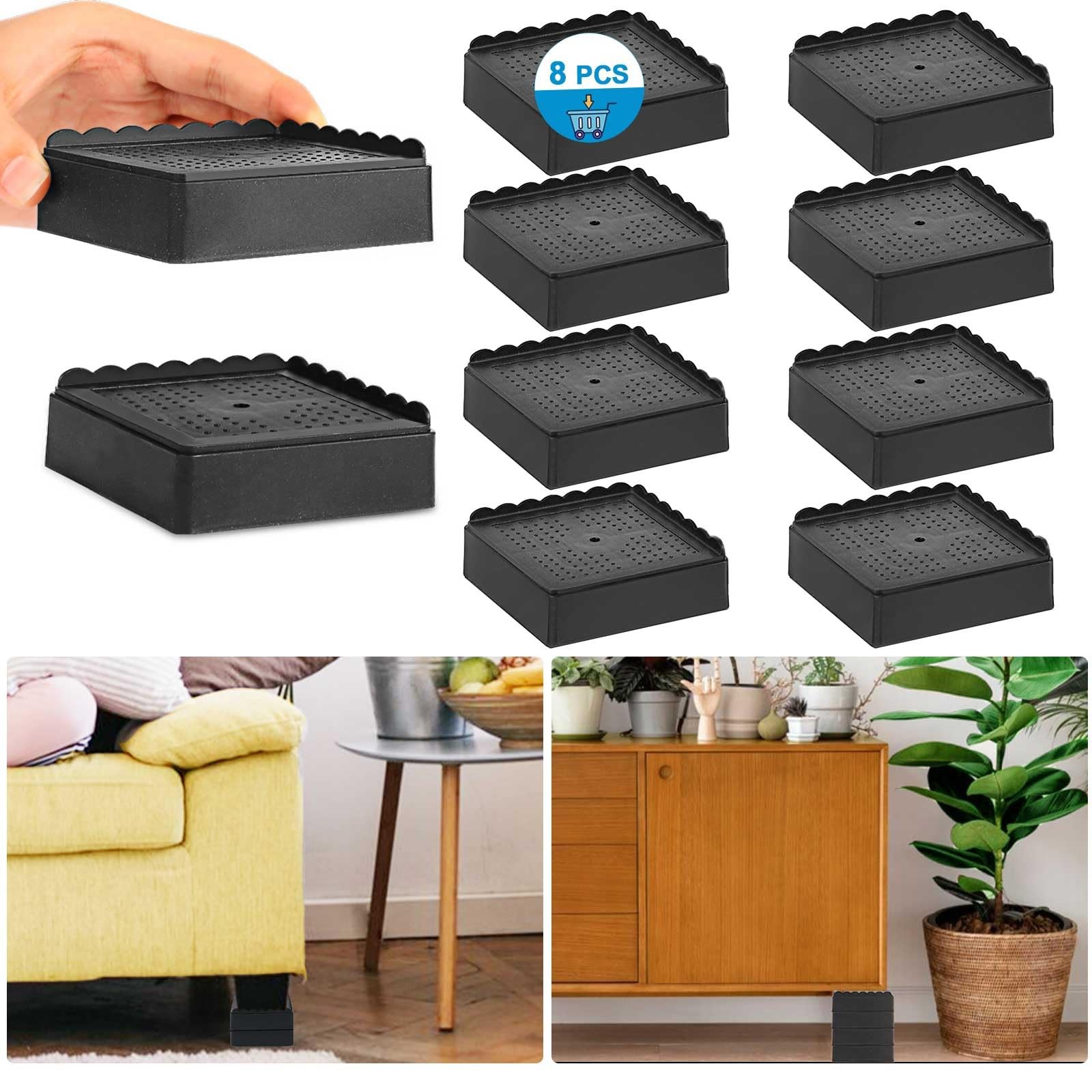 Bed Risers 1 inch, 2 inch, 3 inch, 4 inch Heavy Duty, Adjustable Furniture Ri...
