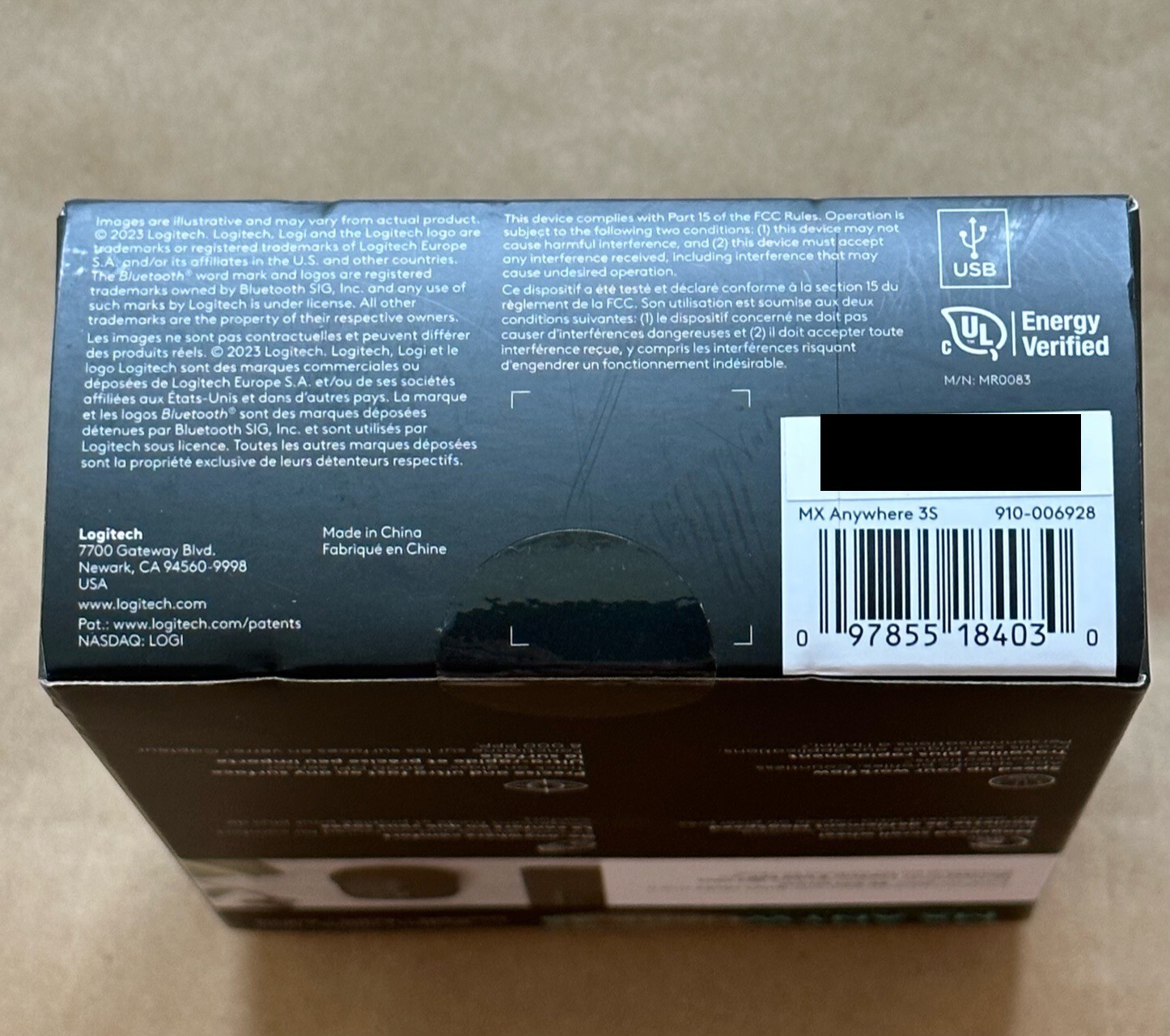 NEW LOGITECH MX ANYWHERE 3S COMPACT PERFORMANCE MOUSE COLOR: BLACK 910-006928