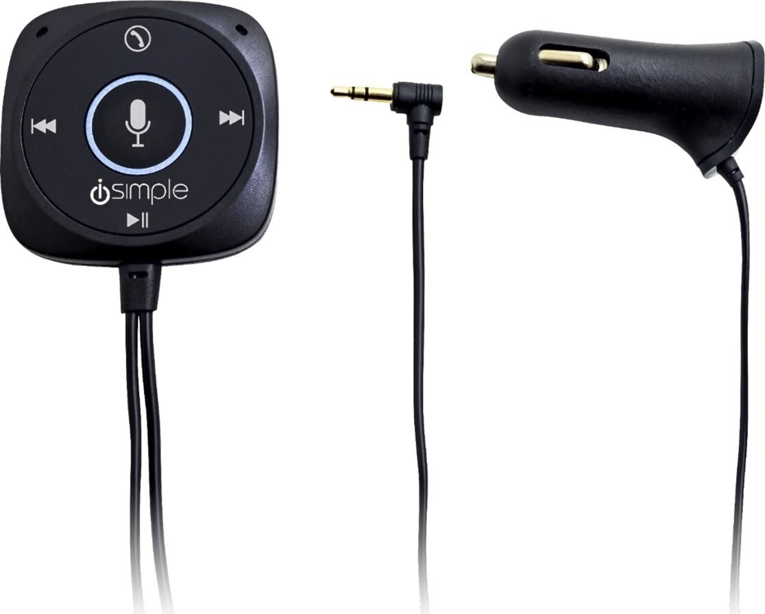 iSimple - Voice Activated Connected Car Kit with Alexa w Bluetooth Rec - Black