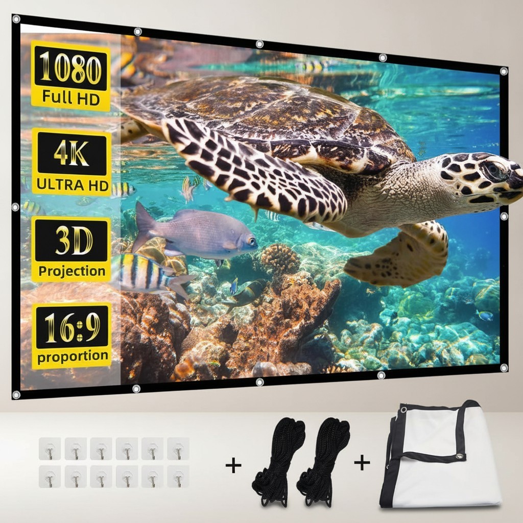 Lightweight 120-Inch HD Projector Screen - Perfect for Movies & Presentations