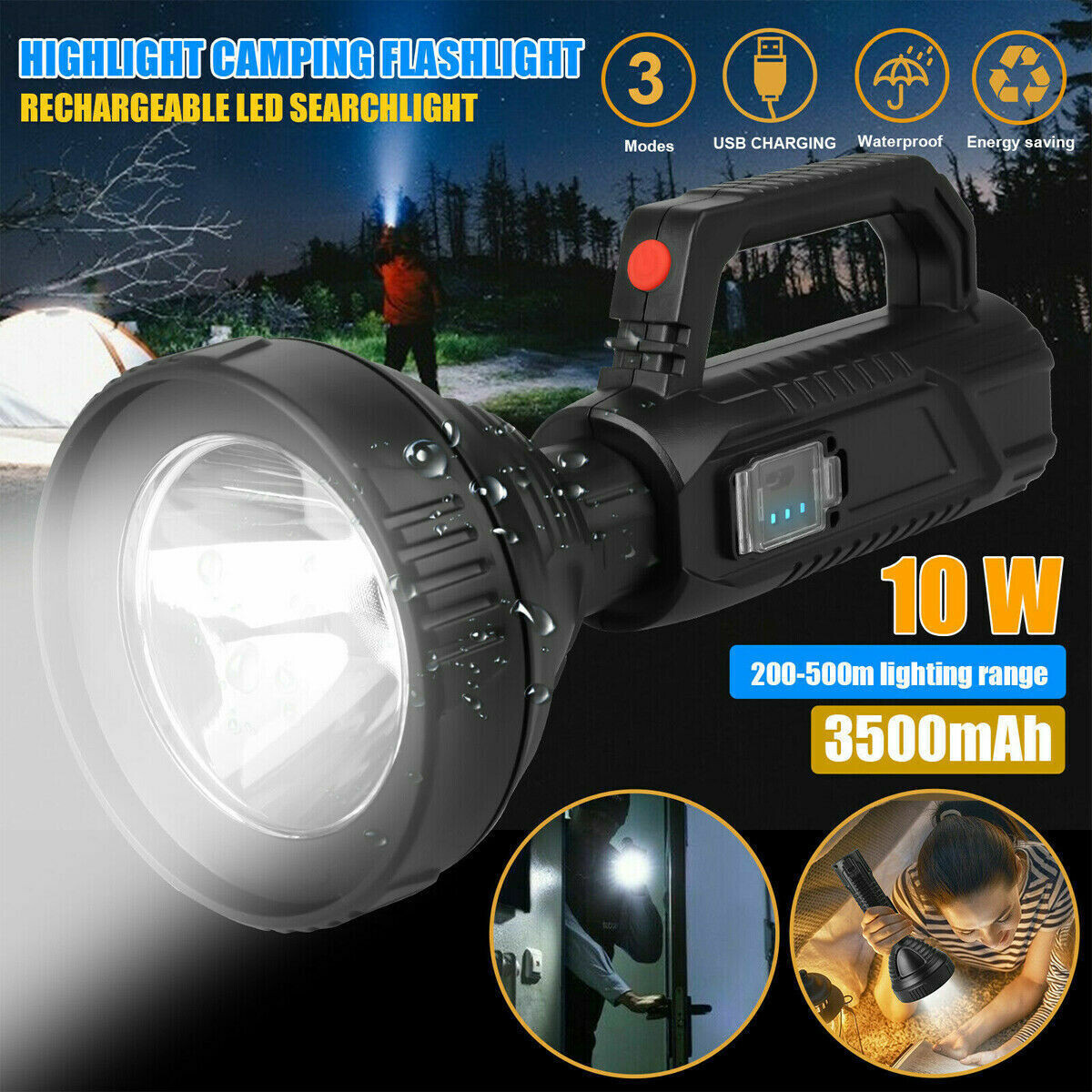 Super Bright LED Tactical Flashlight  Hunting Torch Rechargeable Battery