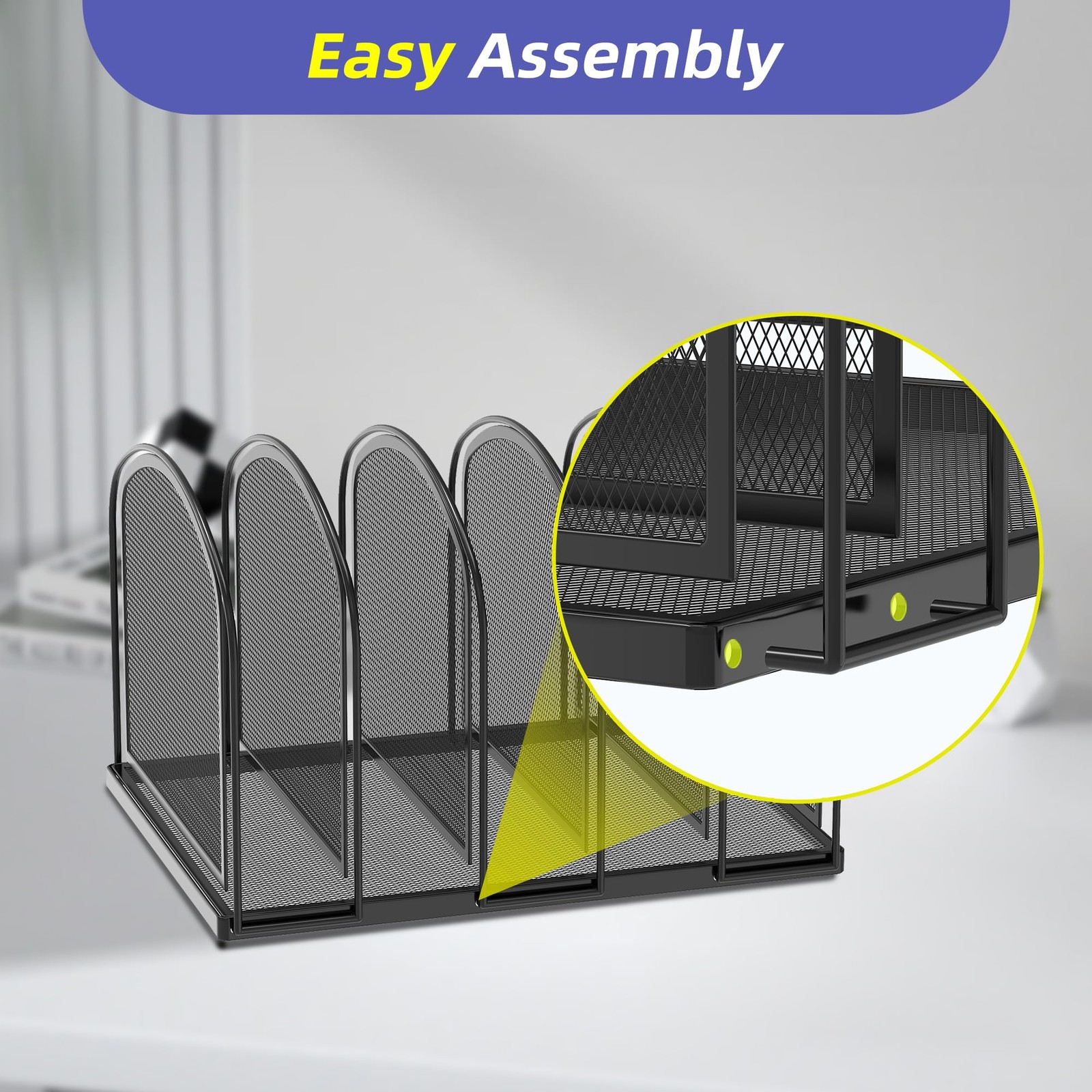 File Organizer for Desk, 5-Section Mesh Desk Organizer, Vertical File Holder ...