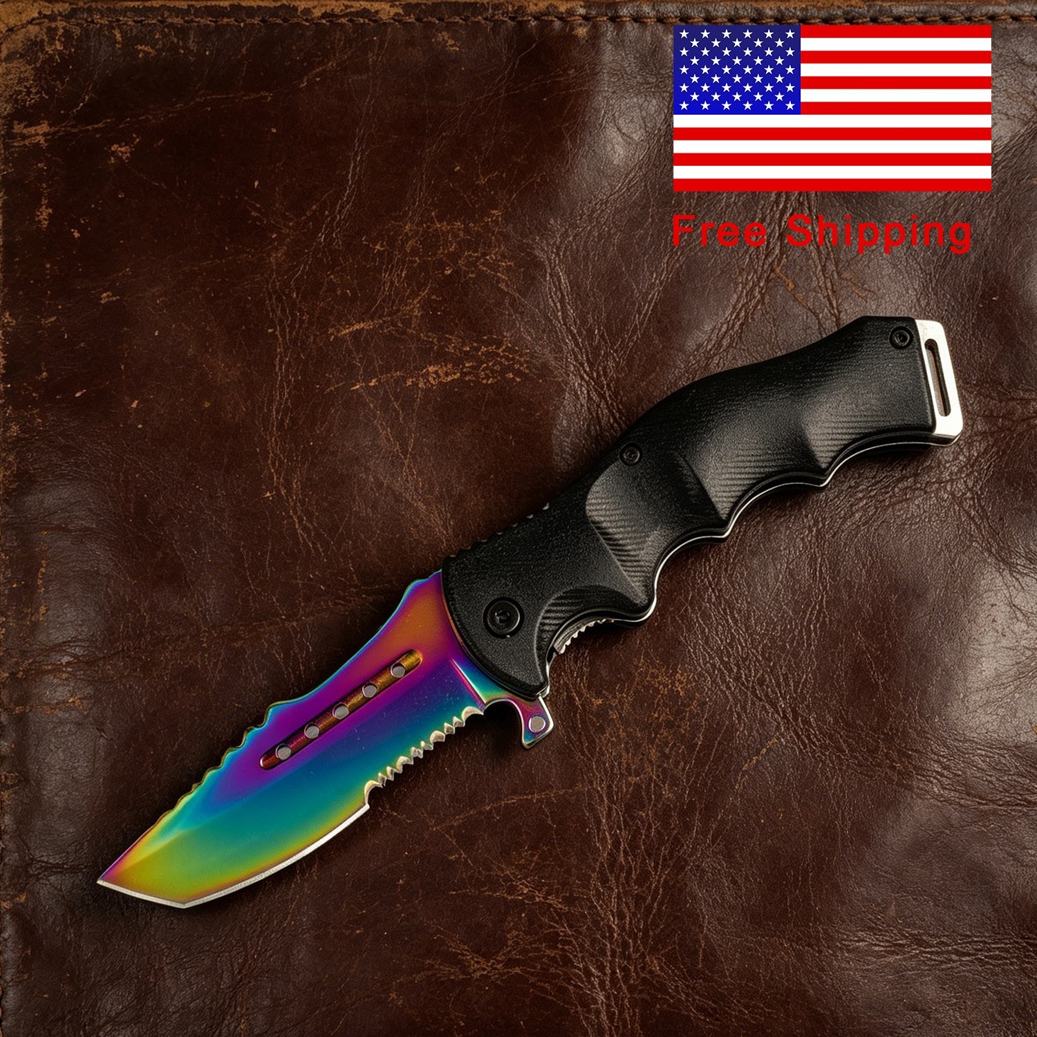 8"Spring Assisted Tactical Pocket Knife Folding Survival Hunting Knife with Clip