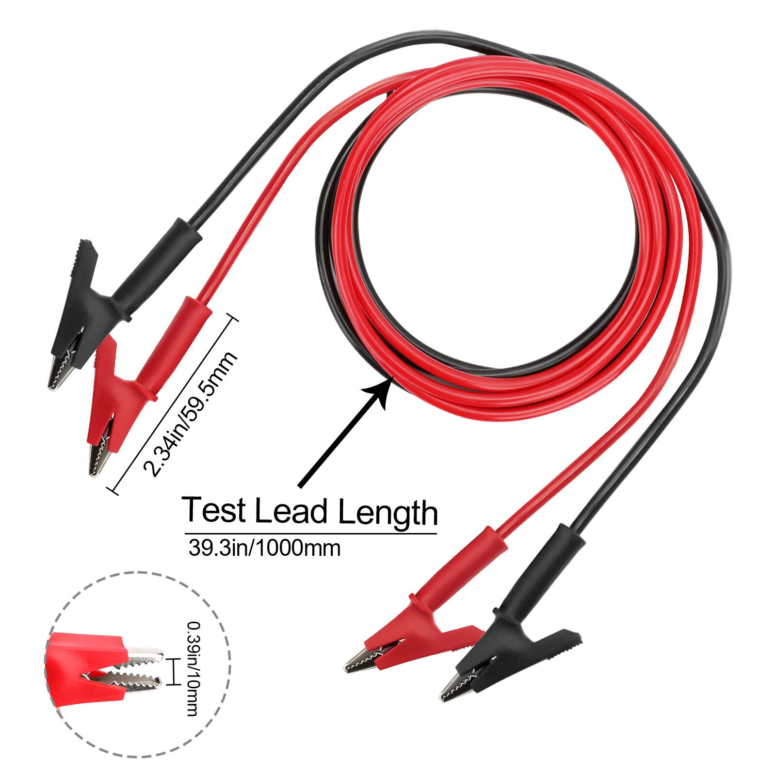 2PCS Alligator Clips Electrical Multimeter Test Leads 1500V/15A Jumper Wires Set