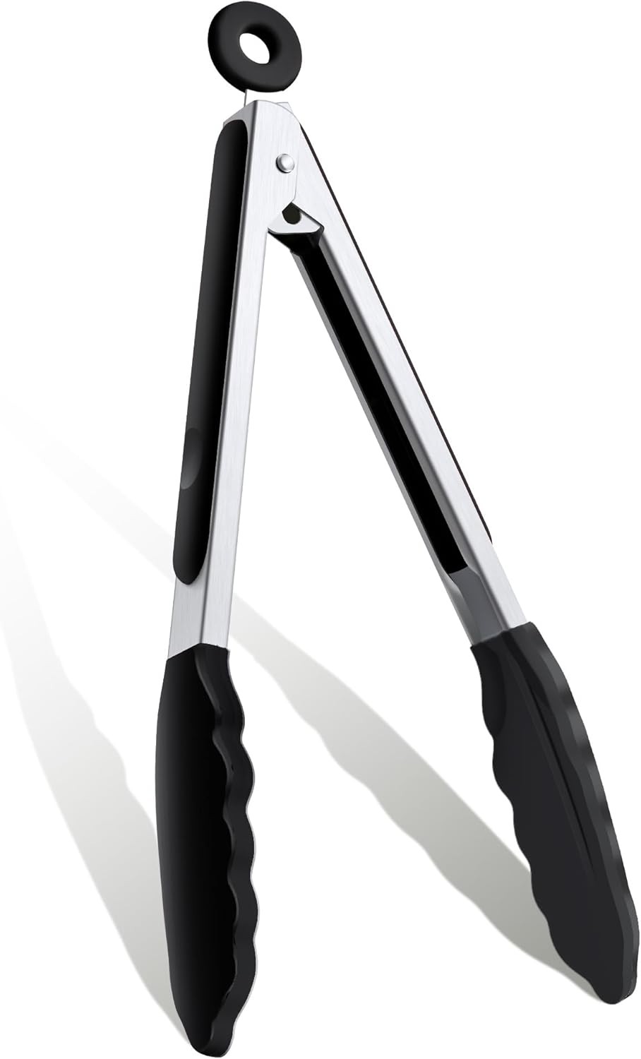 9 Inch Kitchen Tongs, Cooking Tongs with Silicone Tips and Stainl Steel