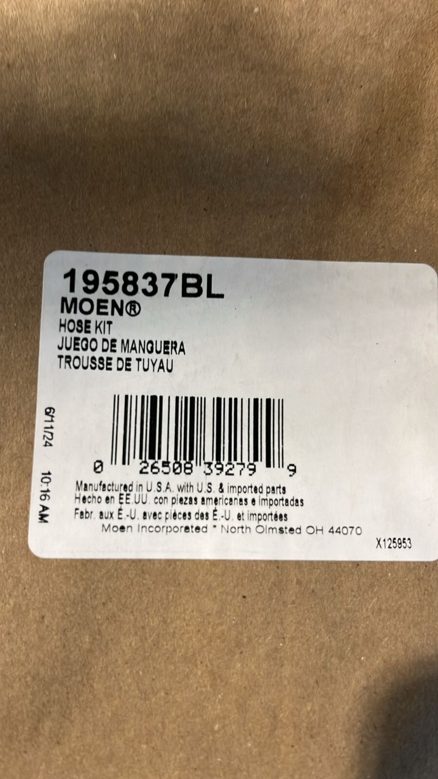 Moen 195837BL Hose Kit , Matte Black Finish
