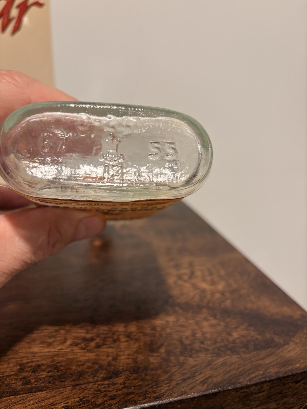 Vintage Embossed Clear Fleischmanns Whiskey Flask With Label