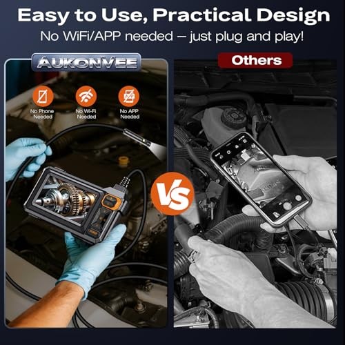 Dual Lens 1920P HD Borescope Camera 4.3" Inspect with Light for Pipe Wire