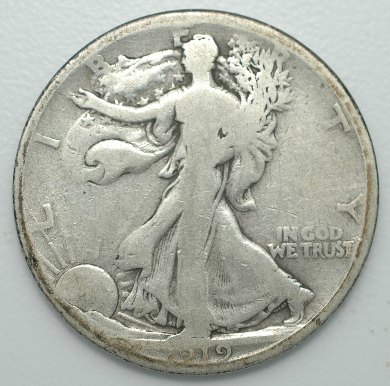 1919-D Walking Liberty 90% Silver Half Dollar Denver Mint Mark