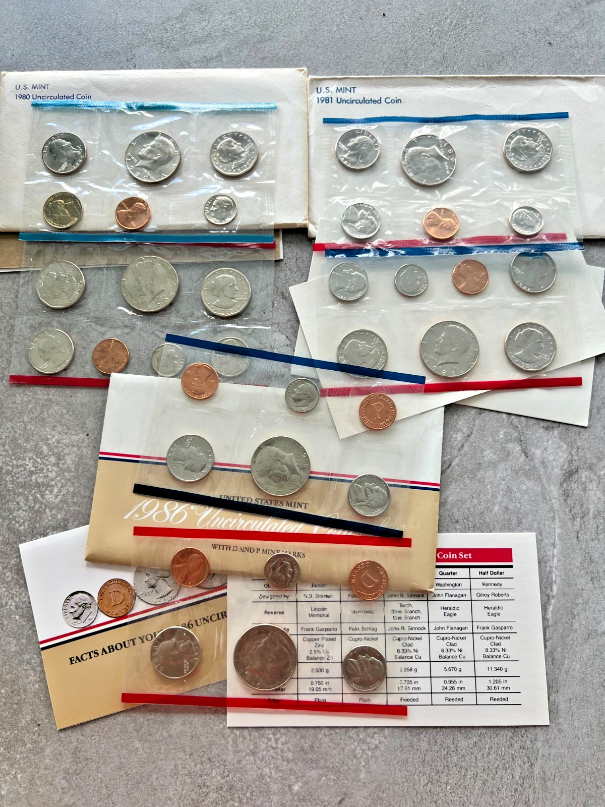 U.S Mint Uncirculated Coin 9 Sets 1980 - 1993 Original Packaging