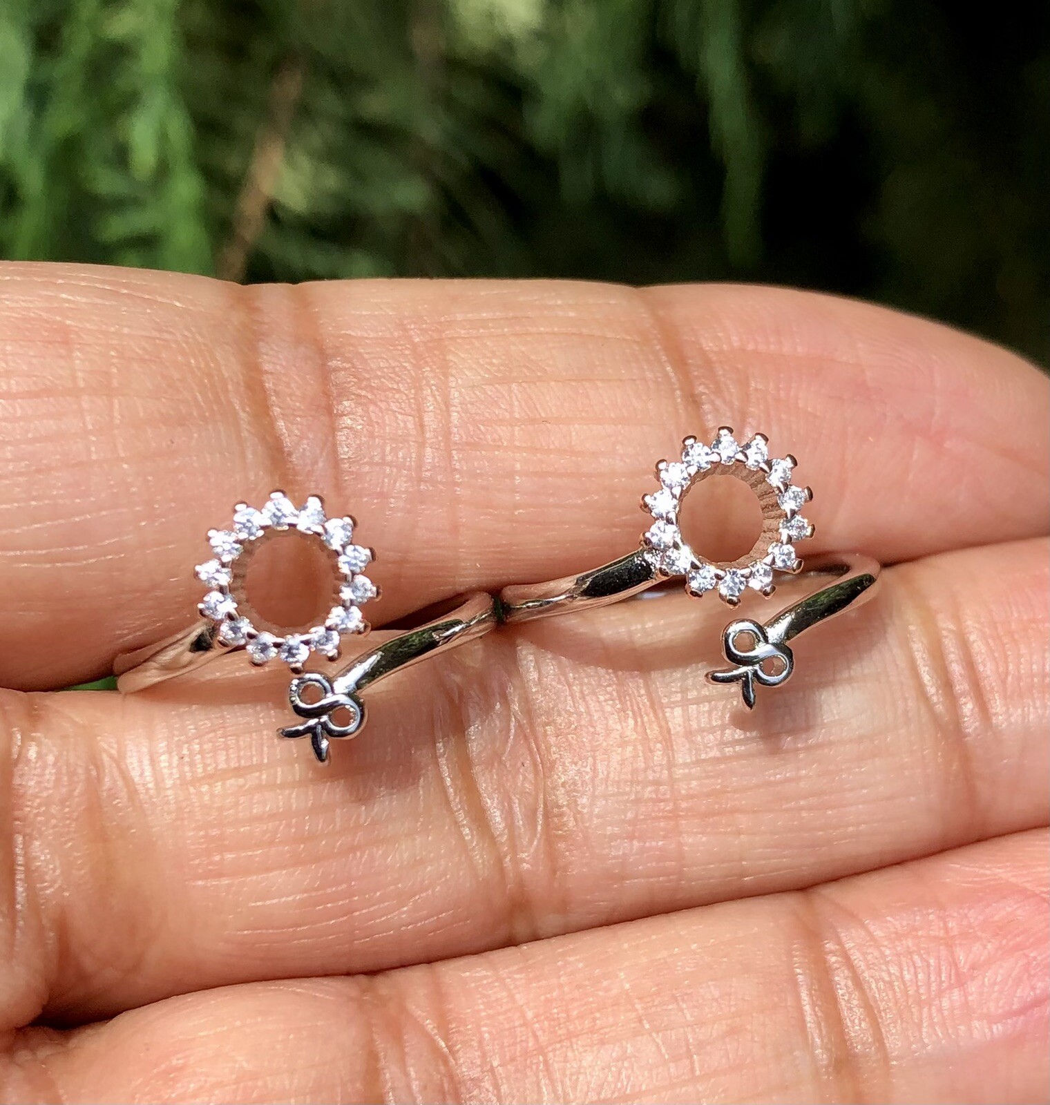 2 Pc 925 Sterling Silver + Cz Toe Rings Adjustable, High Polish, Gold Plated #16
