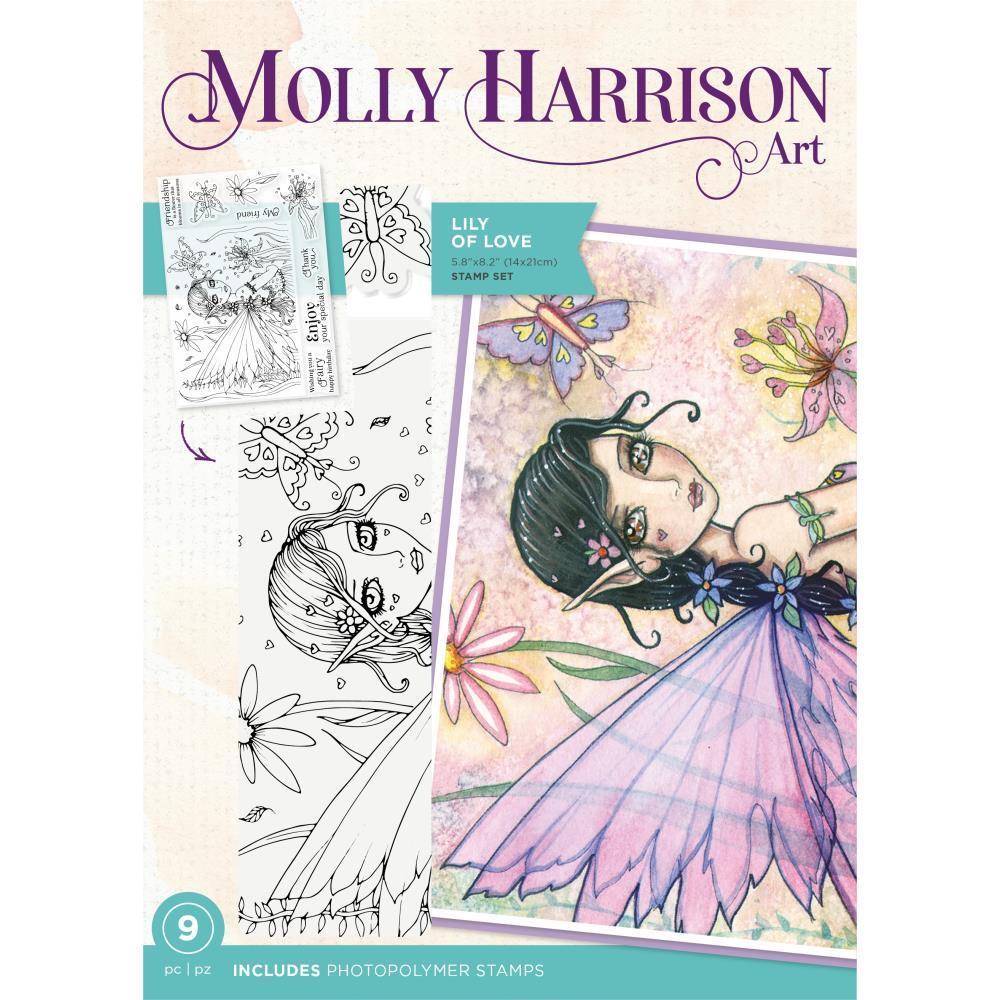 New Crafter's Companion Moll HARRISON rubber stamp LILY OF LOVE FAIRY freeUSAsh