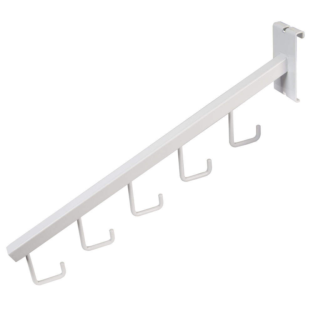 5 HOOK WATERFALL SQUARE TUBE WHITE FOR GRID PACK OF 5