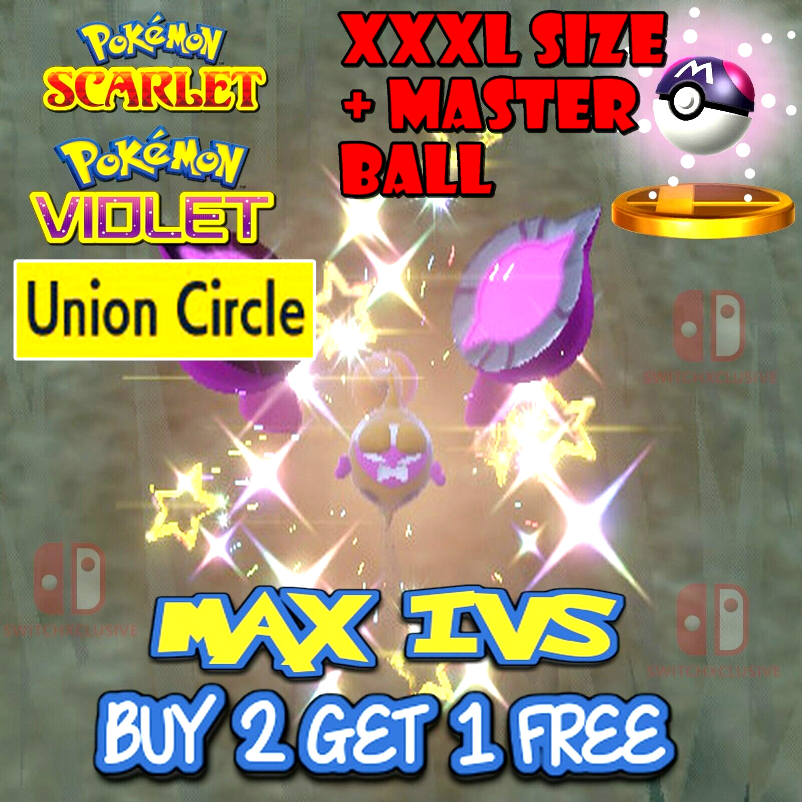 ✨ SHINY PECHARUNT PERFECT IVS XXXL + MASTER BALL NEW POKEMON INDIGO DISK DLC✨