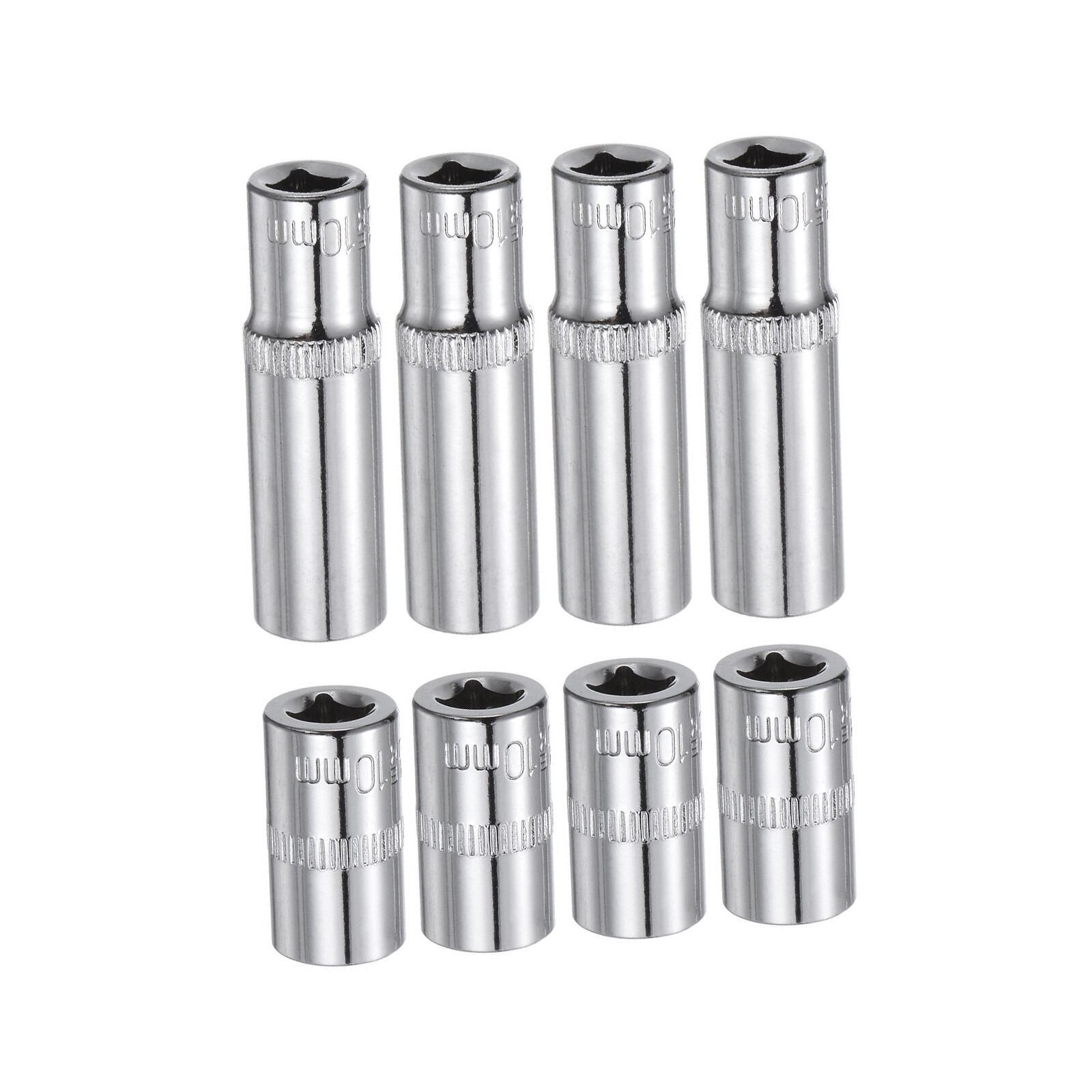 2pcs 6-Point Shallow Socket 10mm 1/4" Drive 2pcs Deep Socket Shallow Socket
