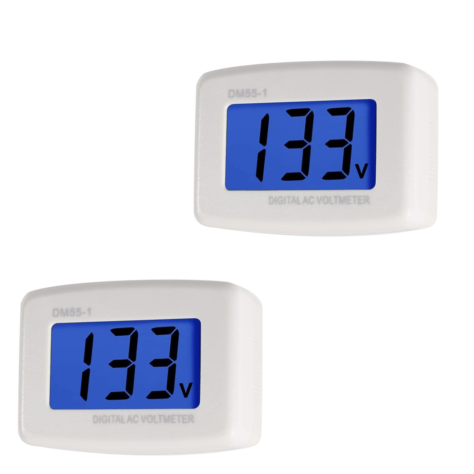 Aobao 2pcs Plug in Volt Meter, Flat US AC 80-300V LCD Digital Blue