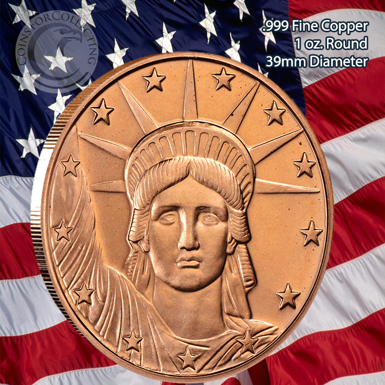2011 "Statue of Liberty - FACE" 1 oz .999 Copper Round Limited & Rare