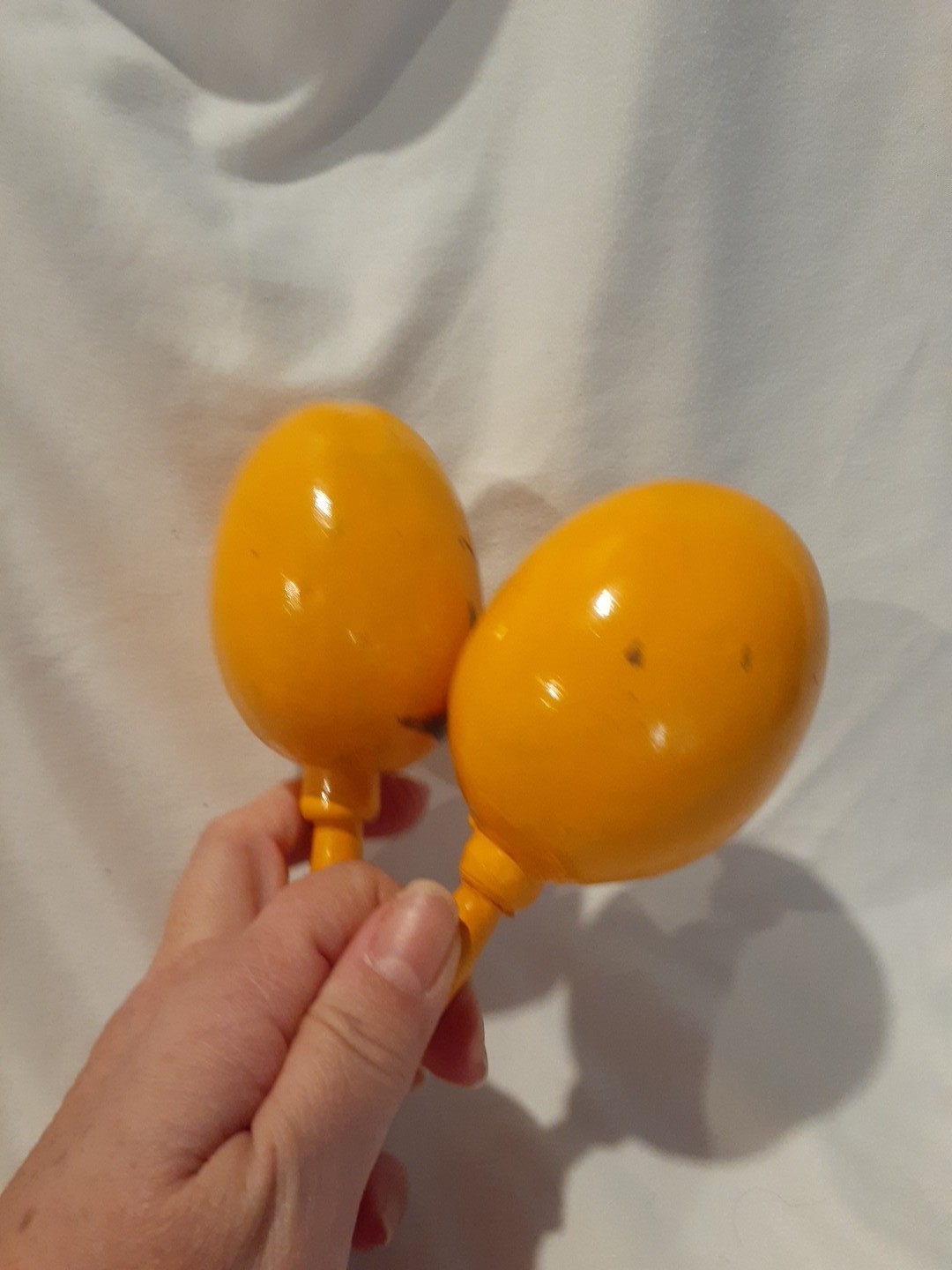 Vintage Pair Of Hand Carved And Hand Painted Maracas 7 In Mexico Authentic