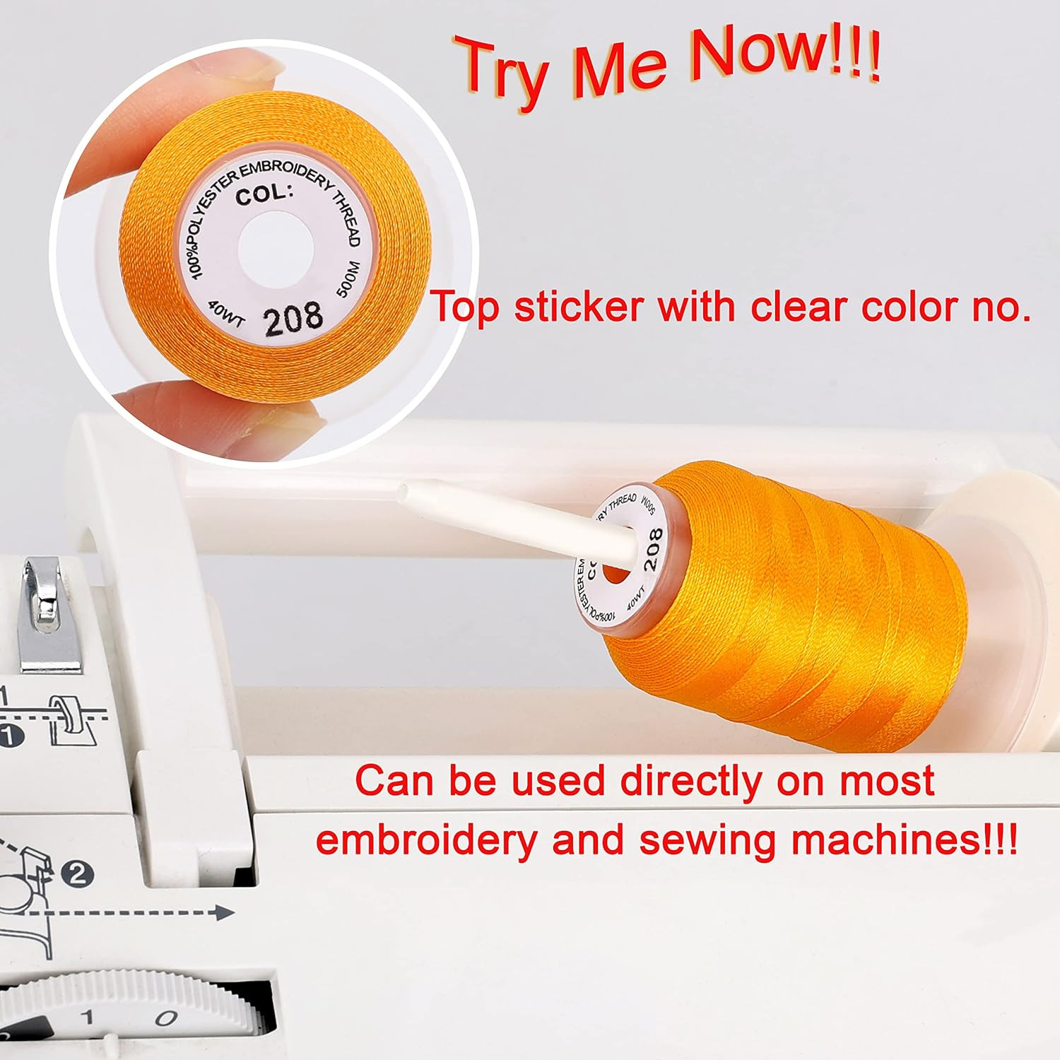 40 Spools Polyester Machine Embroidery Thread Kit 500M Colors Compatible with Br