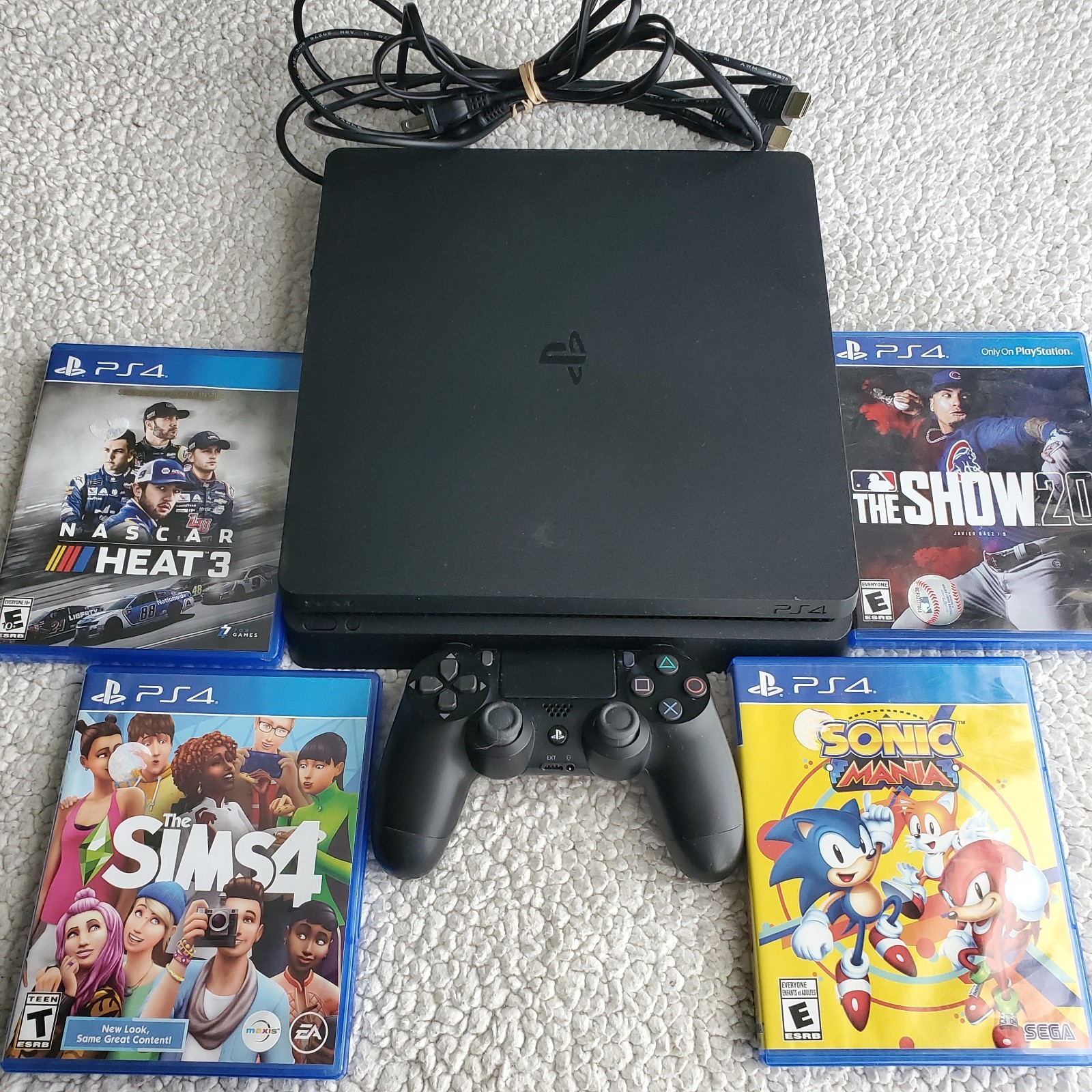Sony Playstation 4 Slim 1TB Console Bundle Tested Controller Games CUH-2215B