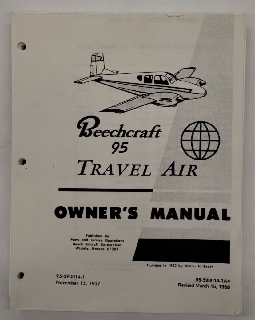 Beechcraft 95 Travel Air Owner's Manual & Flight Manual-Copy Blown Up