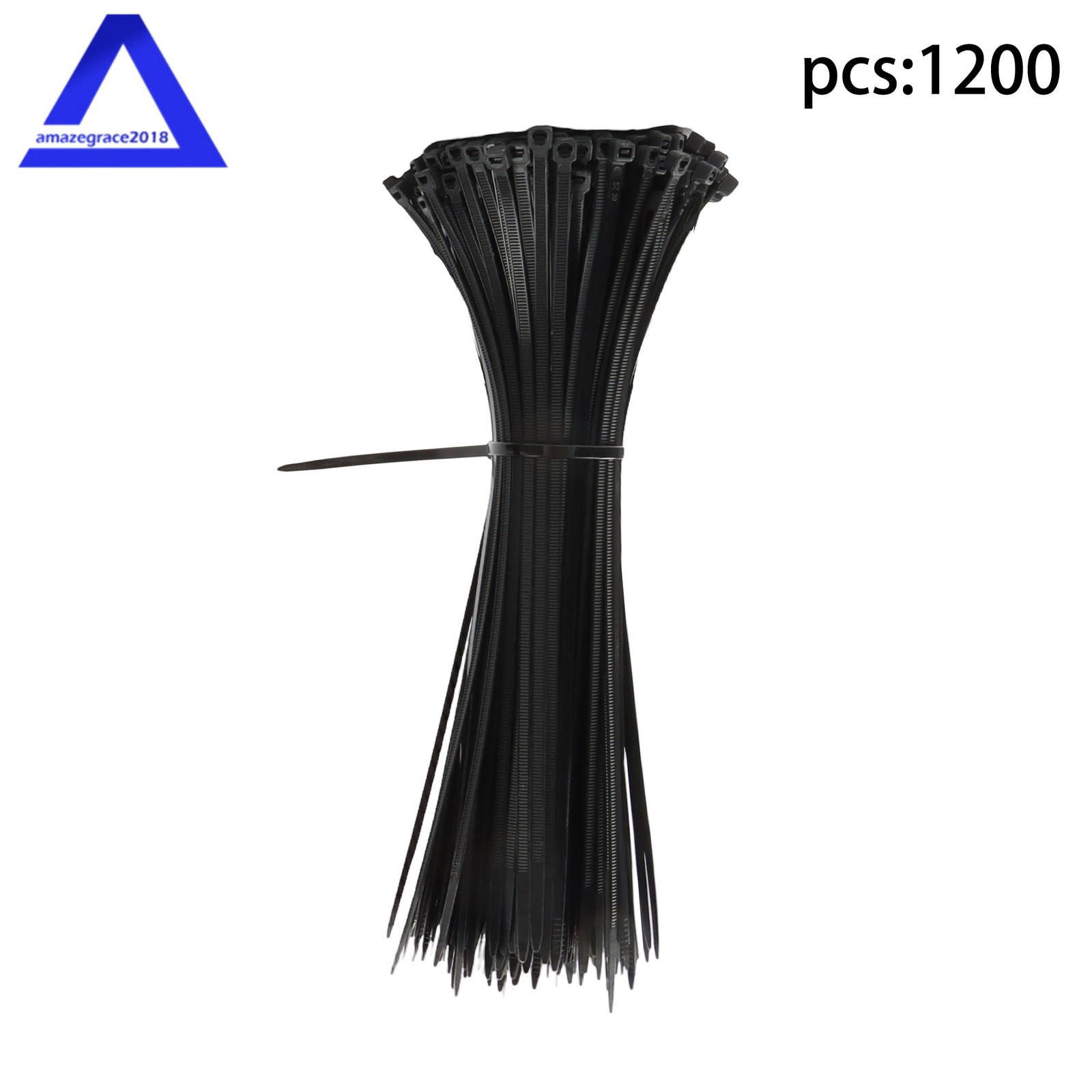 Cable ties, 12", 50 lbs Tensile Strength, Self-locking, Nylon, 1200-Packs Black