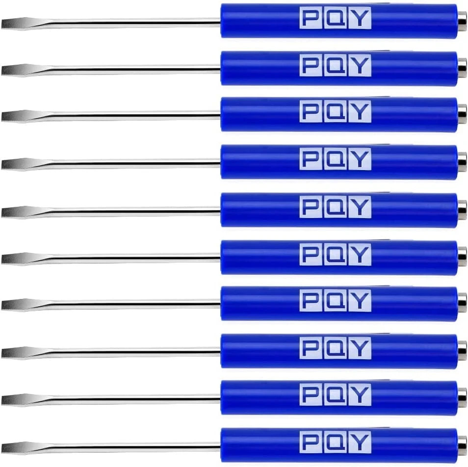 10Pcs Mini Pocket Screwdriver with Clip Magnetic Slotted Small Screw Drivers wit
