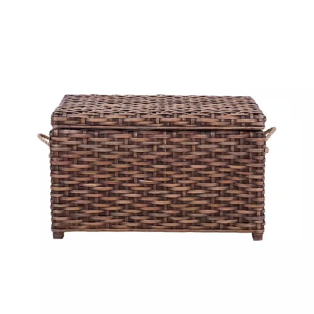Jacob 31.5 In. Wicker Storage Trunk, Dark Brown Wash