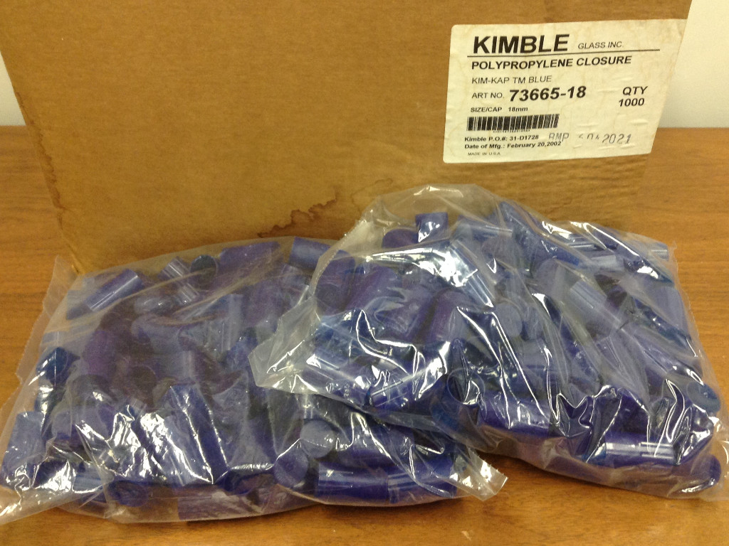 Kimble - P/N:73665-18 - Kim-Kap TM Blue - Polypropylene Closure - Qty 1000 - NEW