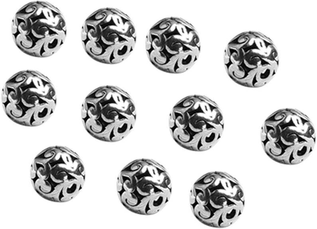 20Pcs 12Mm Tibetan Silver Carved Patterned Hollow Connector round Spacer Charm B