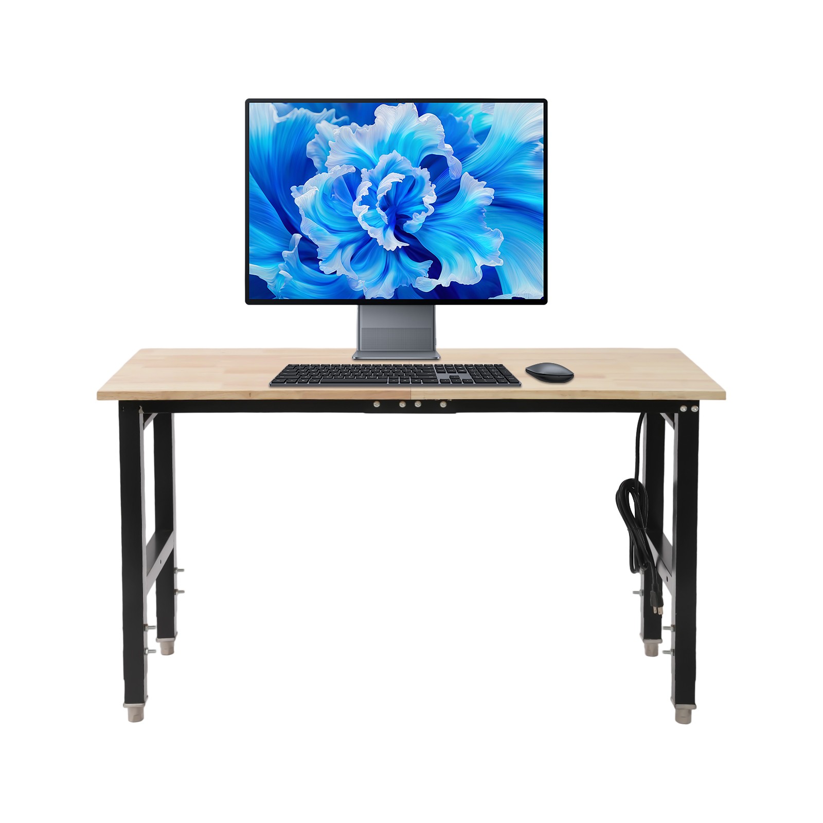 Height Adjustable Workbench, Workbench with Power Outlets, Heavy-Duty Work Table
