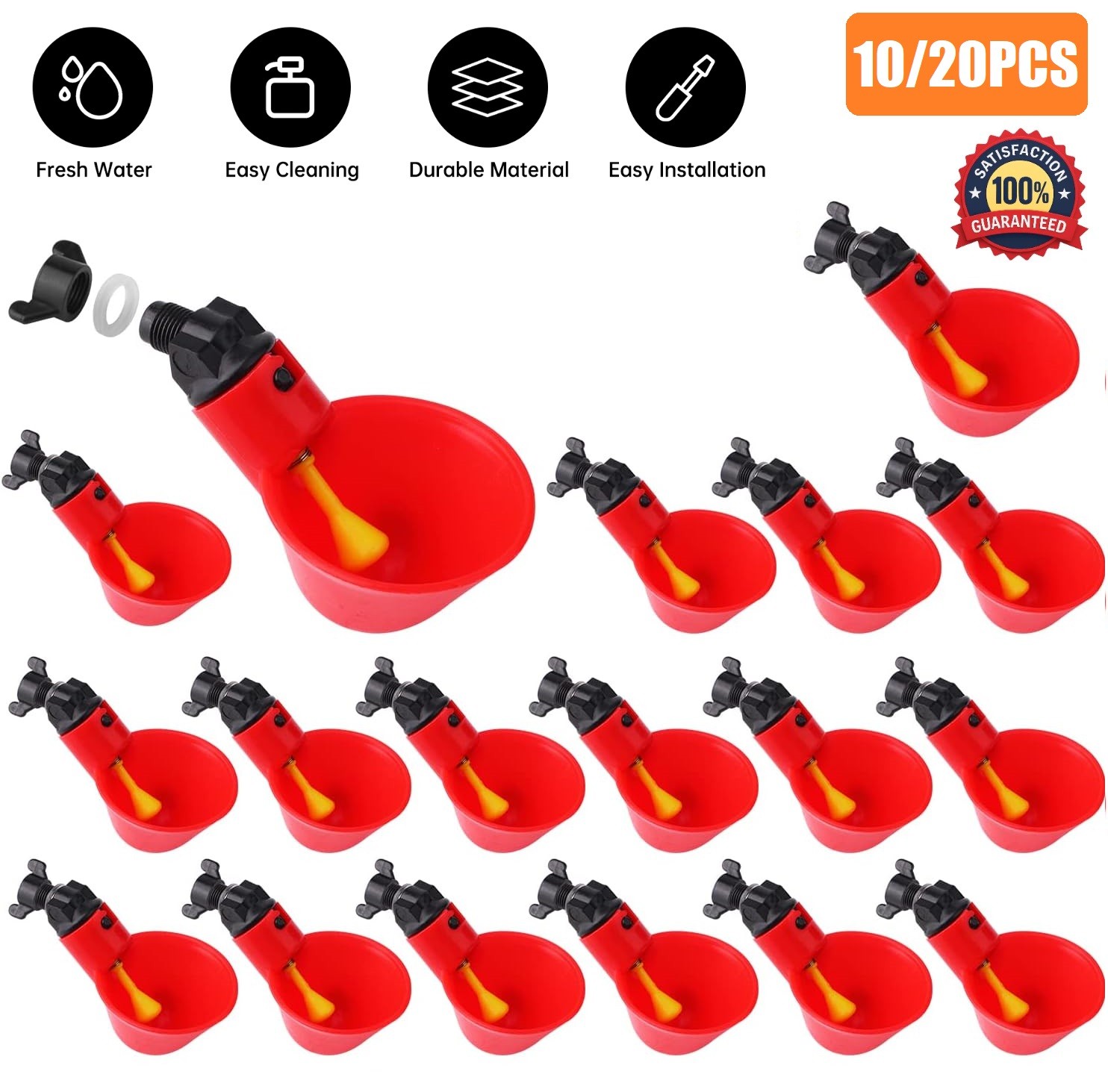 10/20PCS Poultry Drinking Watering Cups for Chicken Quail Water Cups Drinker